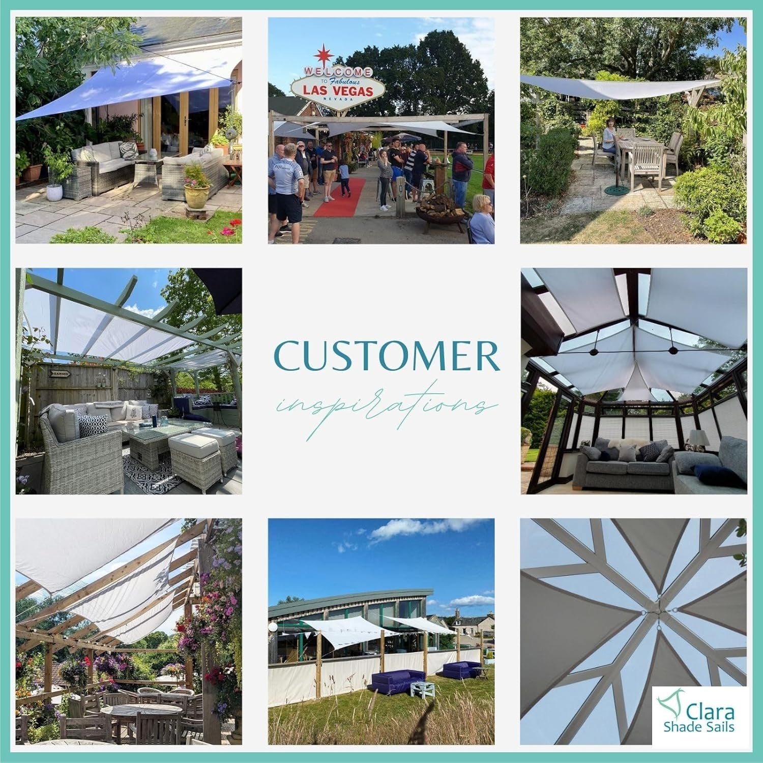 Clara - 3.6m Square Sun Shade Sail for Conservatory, Pergola, Patio, Gazebo, Tent, Garden Awning - White