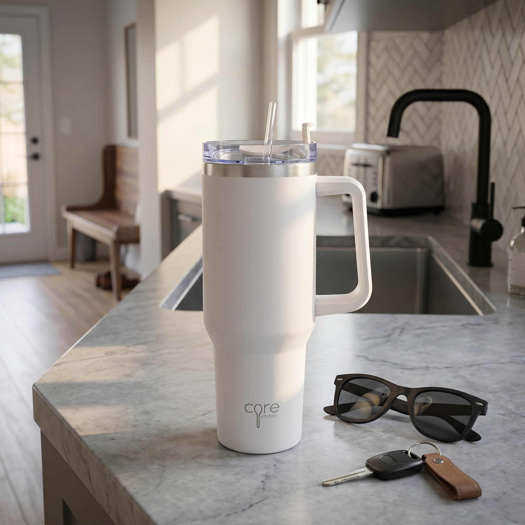 Core Kitchen Atlas 1.2L Stainless Steel Tumbler Cup with 2 in 1 Lid and Reusable Straw