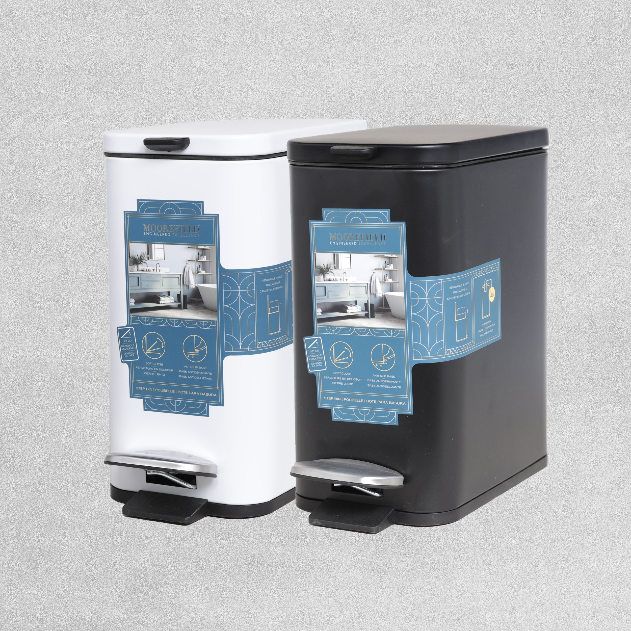 MooreField Soft Close Step Bin - rectangle