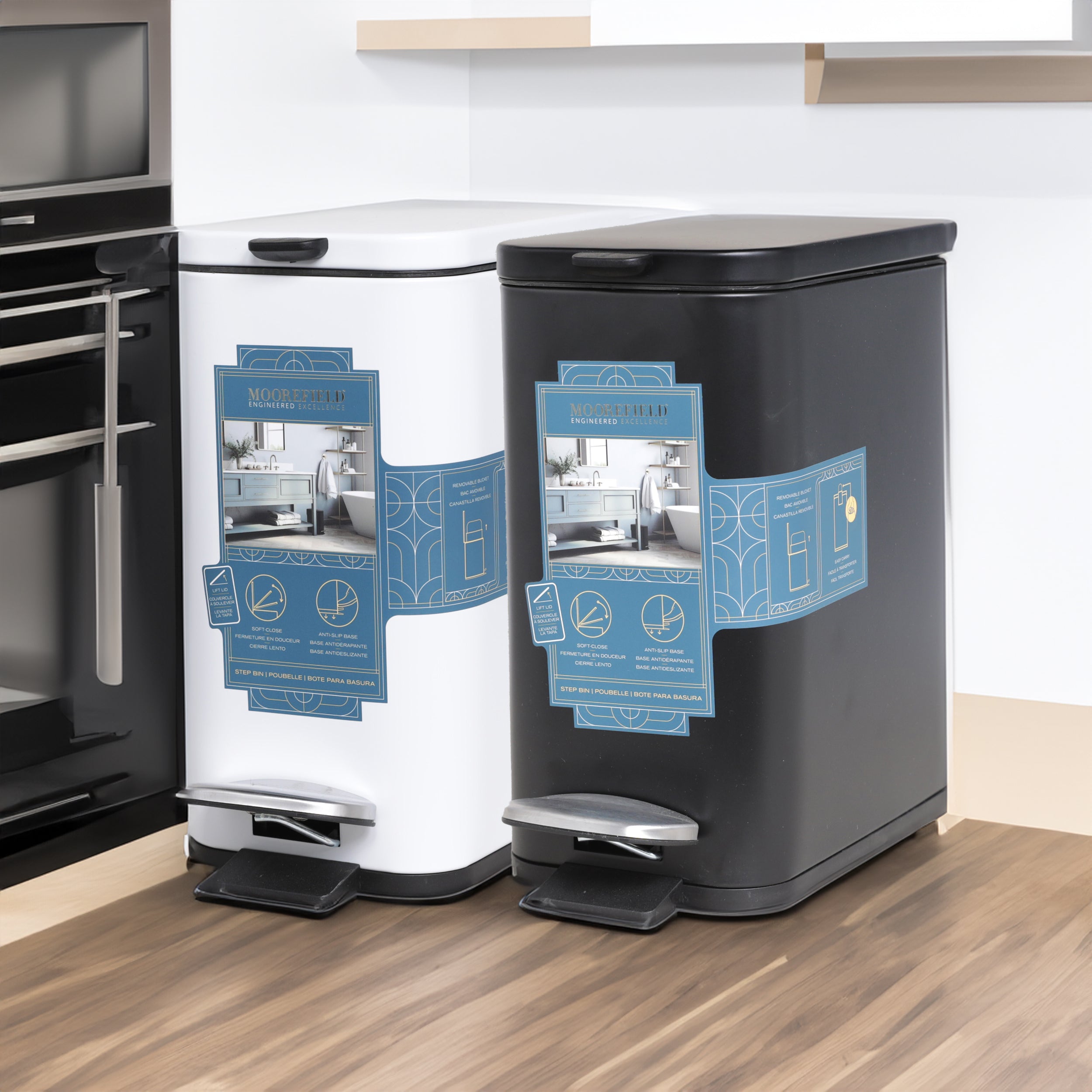 MooreField Soft Close Step Bin - rectangle