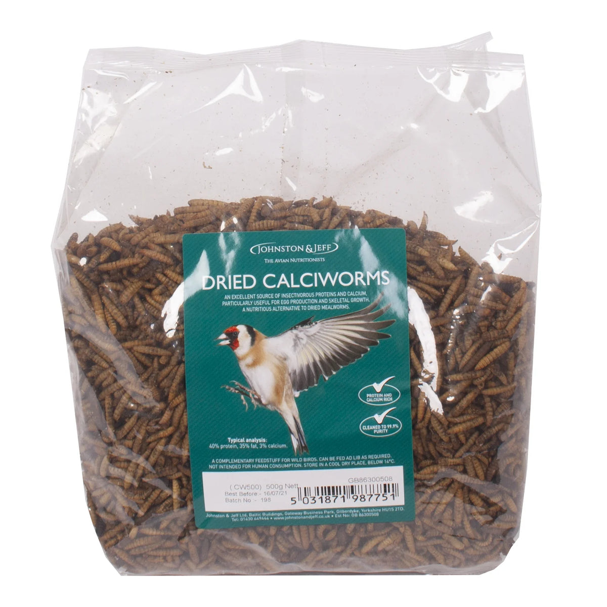 Johnston & Jeff Dried Calciworms - 500g