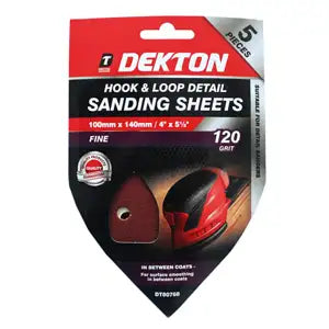 Dekton Hook & Loop Detail Sanding Pads 100mm x 140mm - Fine