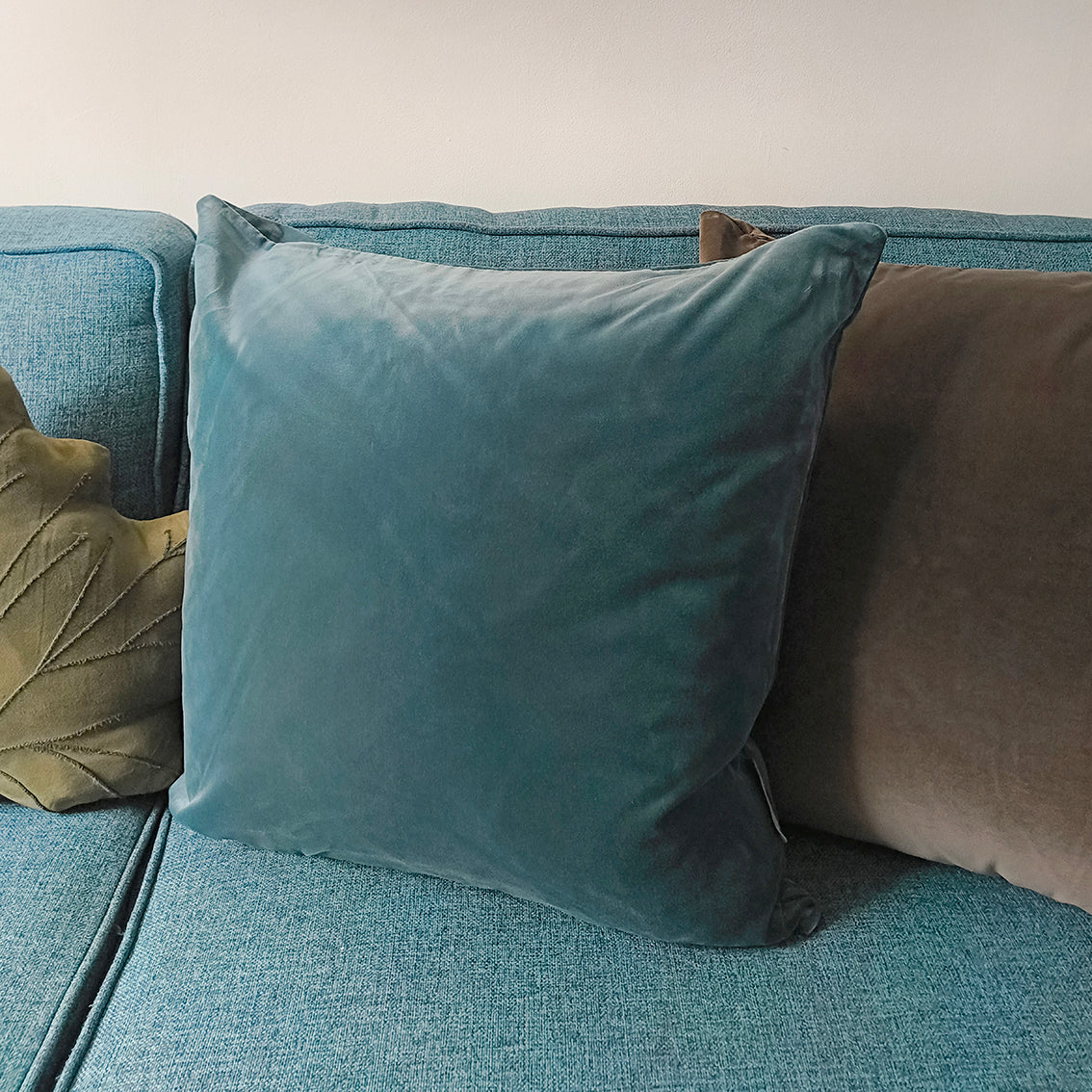 Lisa Pryde Luxury Velvet Cushion with Duck Feather Insert - Dusty Blue