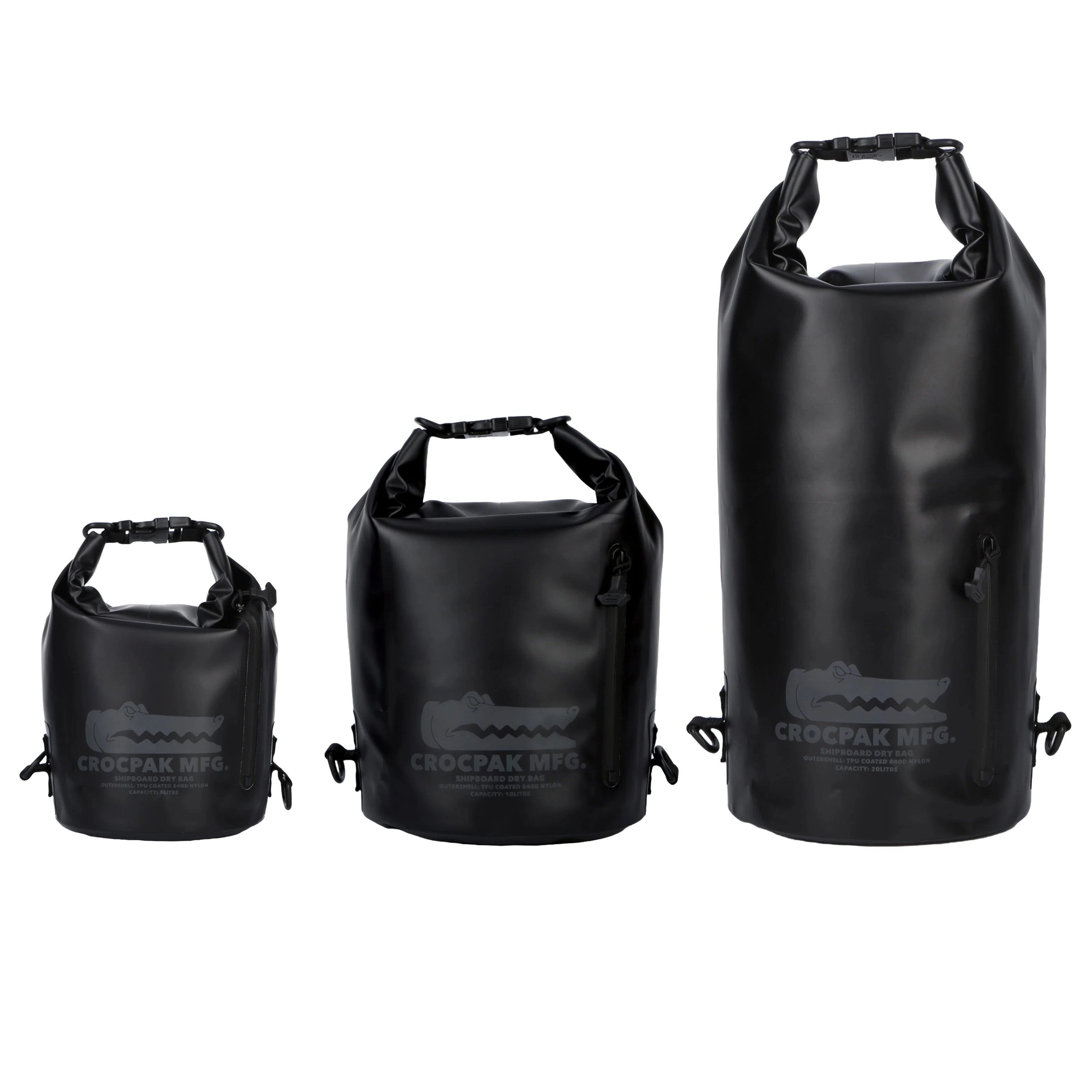 Crocpak Black Classic Dry Bag - Protective Waterproof Bag - Various Sizes