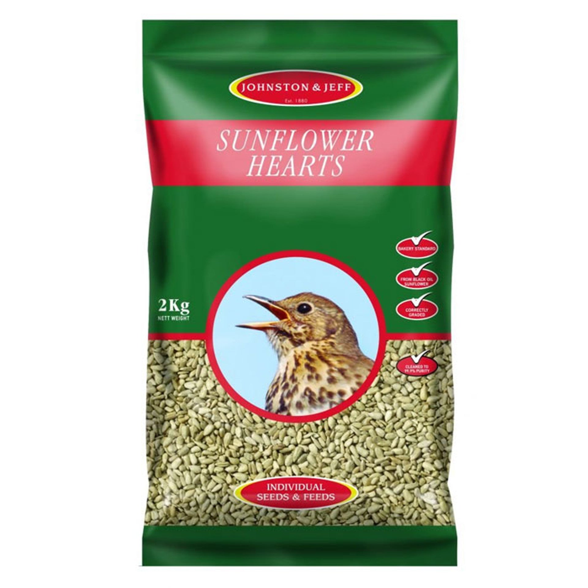 Johnston & Jeff Sunflower Hearts 2kg Bird Food