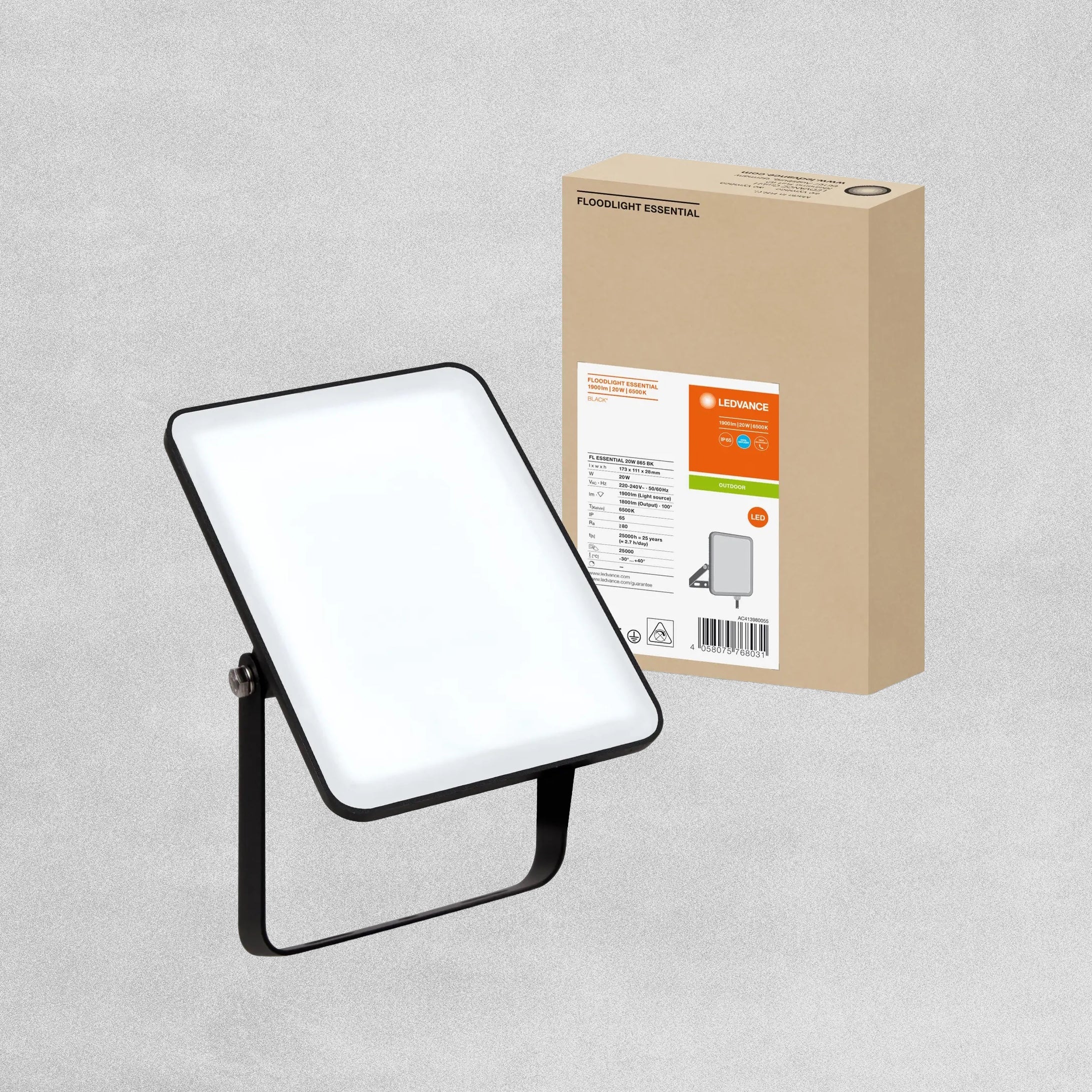 Ledvance Floodlight Essential 1900 lm /20w/6500k LED Cool Light Outdoor - Black