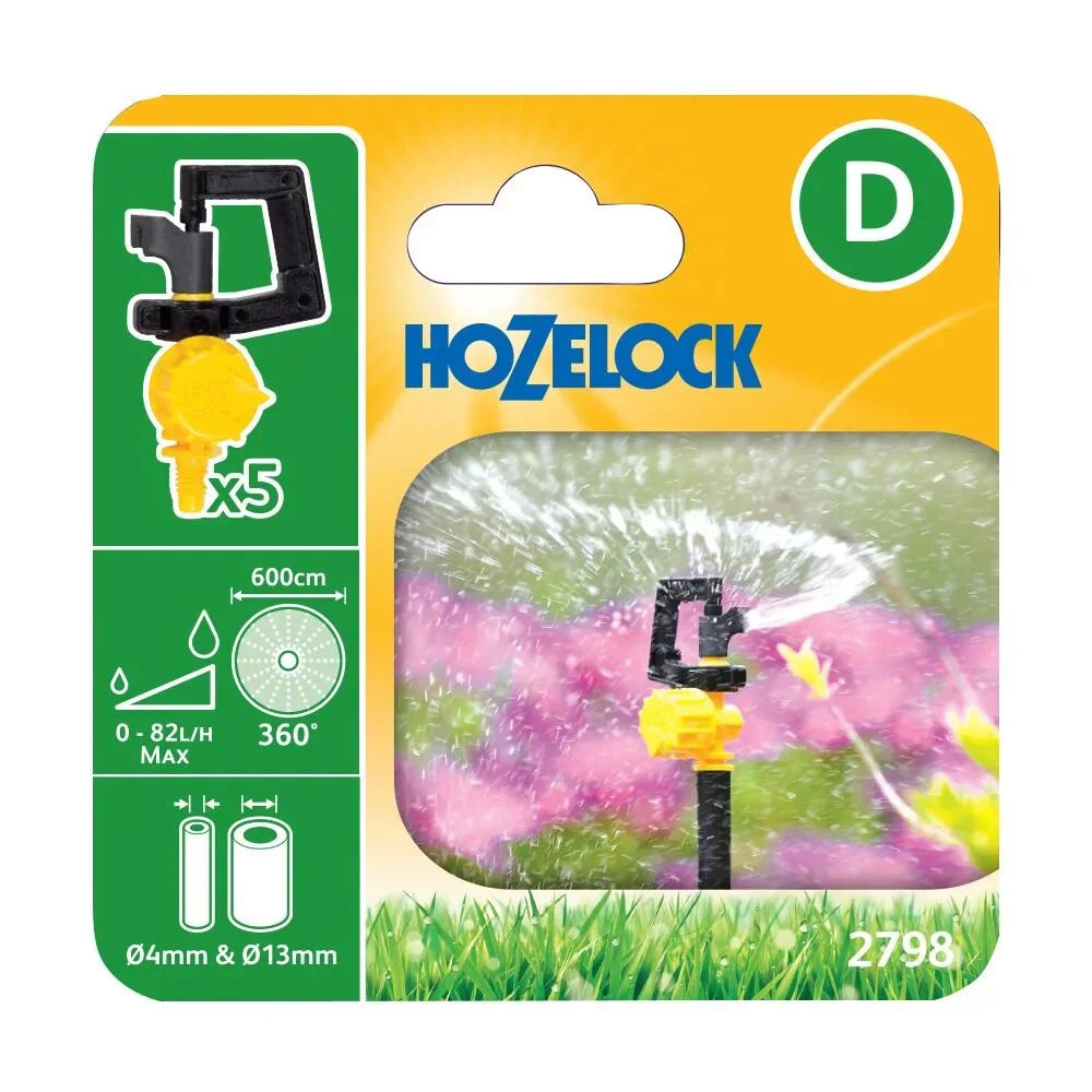 Hozelock 2798 Mini Sprinkler 360° 4mm & 13mm - Pack of 5