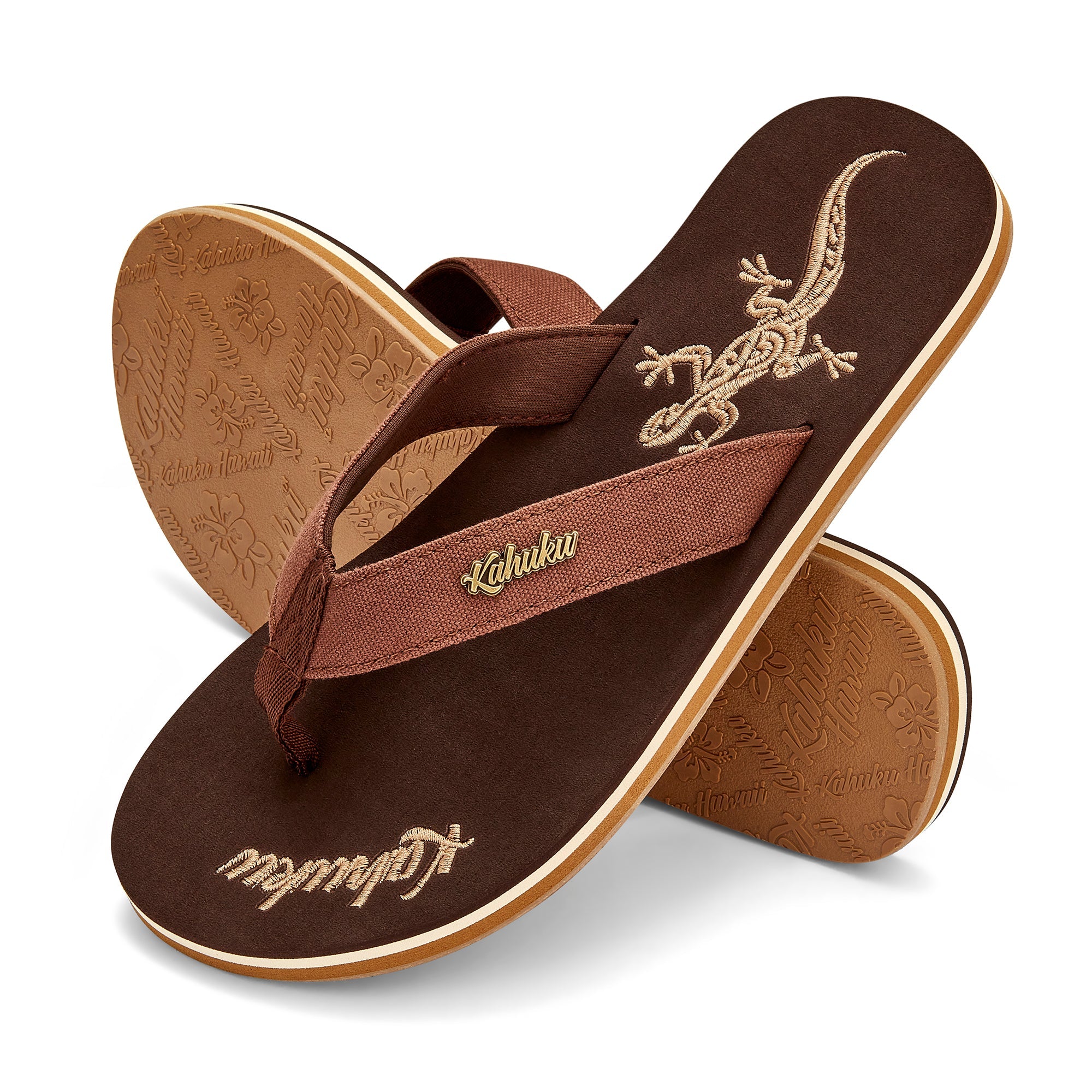 Slippahs Men's Flip-Flops - Brown Lizard