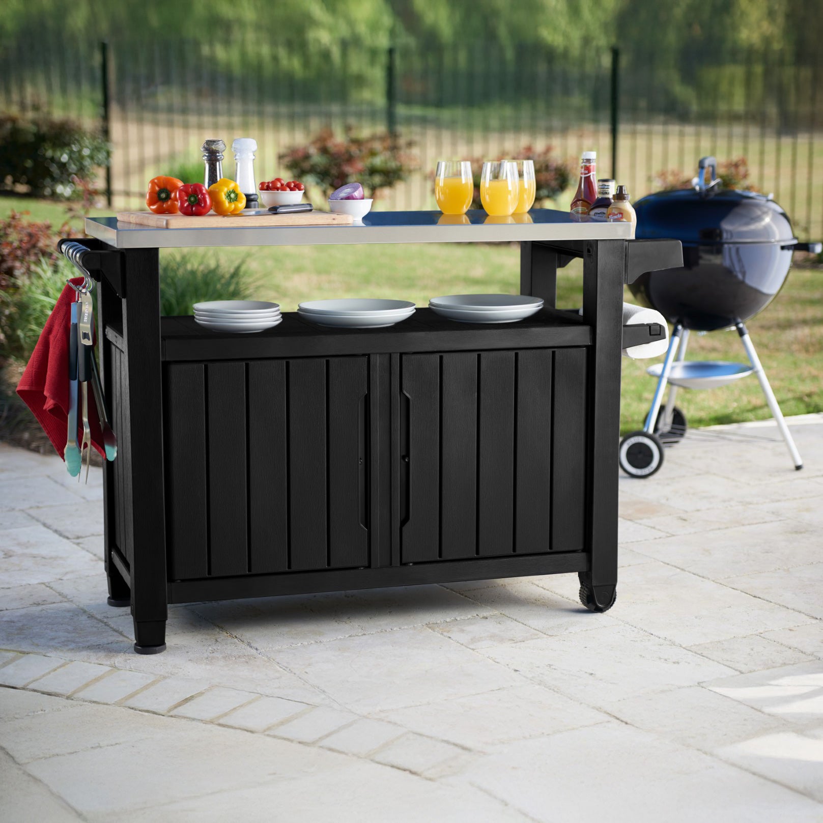 Keter Unity XL Table Storage BBQ Buffet Cart - Graphite