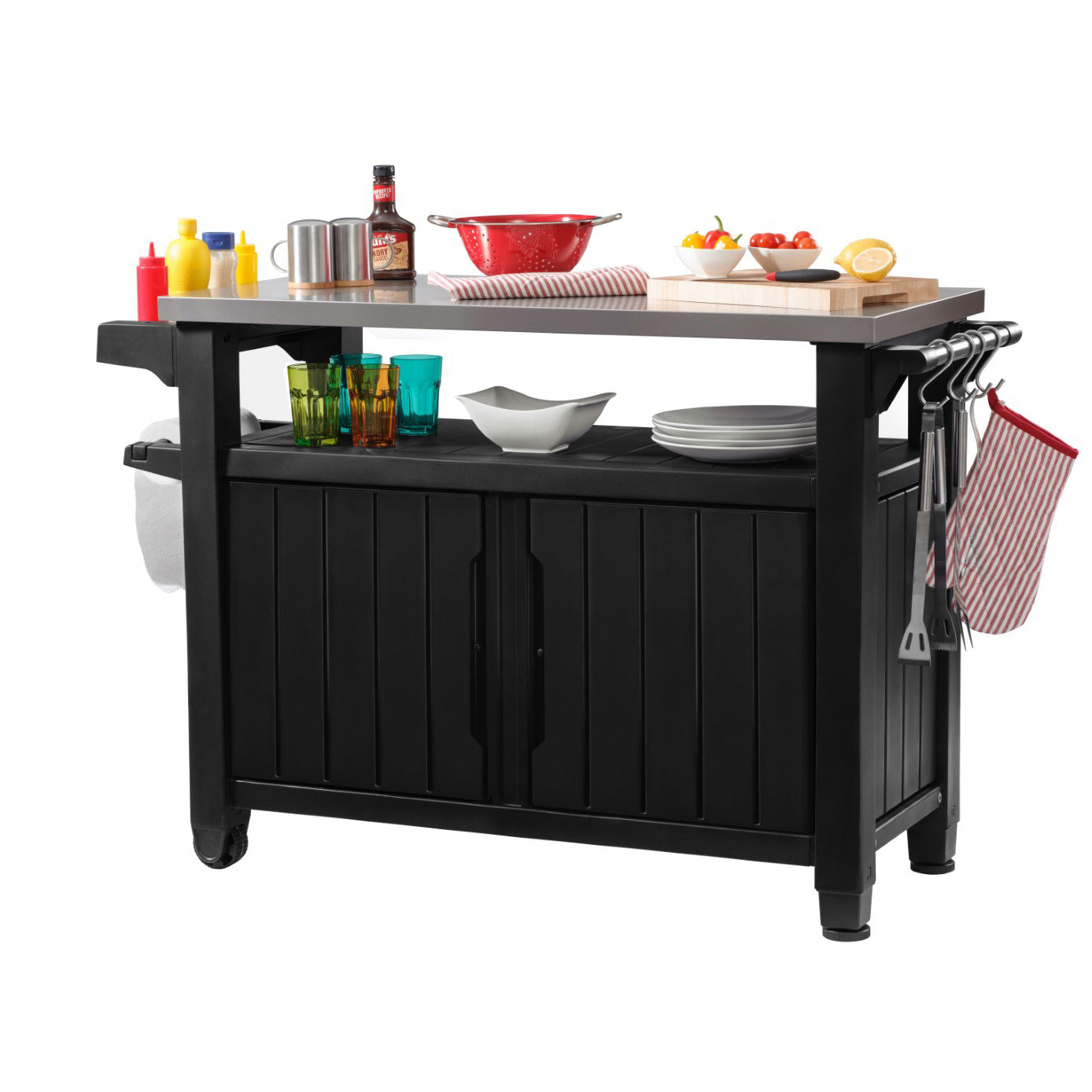 Keter Unity XL Table Storage BBQ Buffet Cart - Graphite
