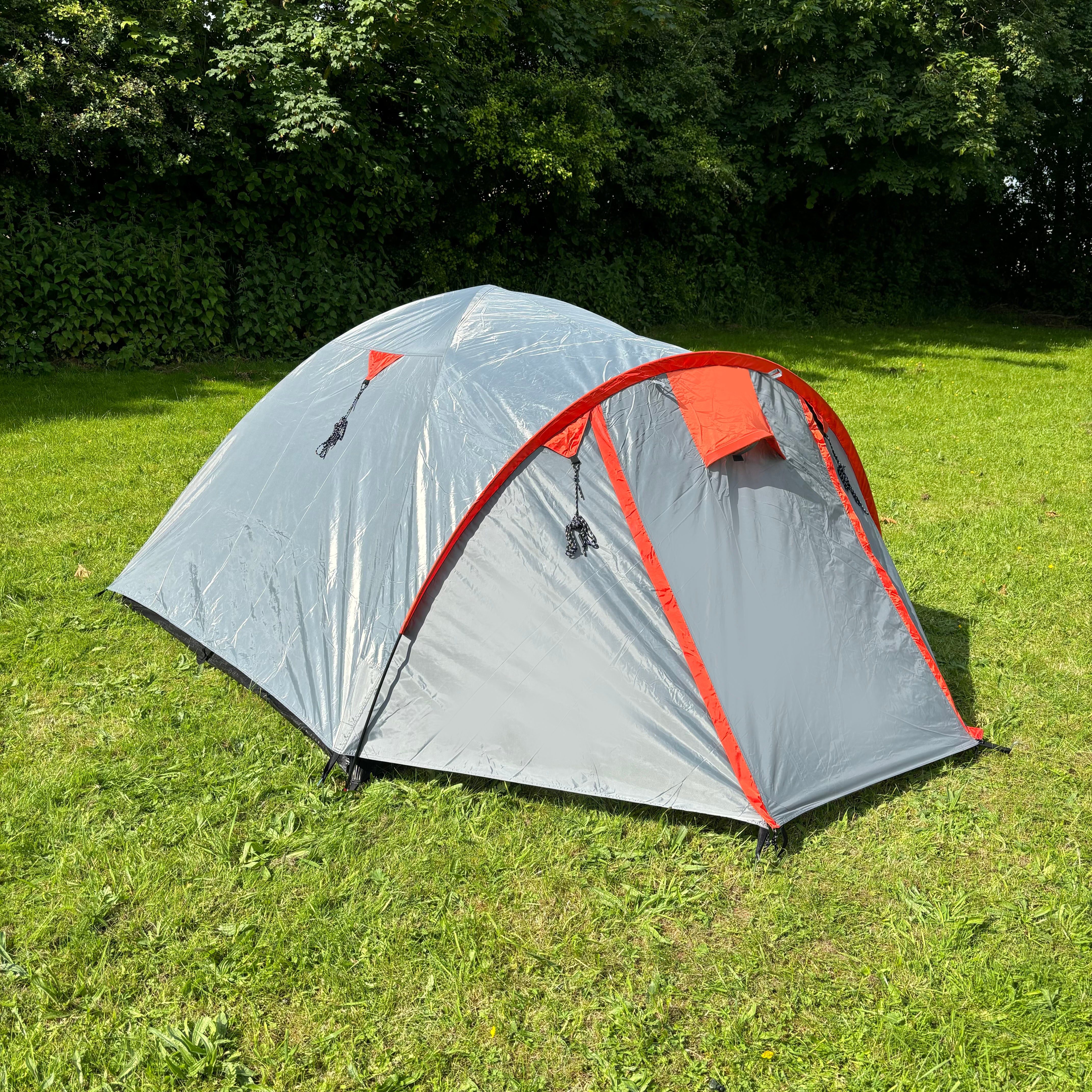Tambu Acamp 3-4 Person Dome Tent - Grey / Bright Red - 55% OFF