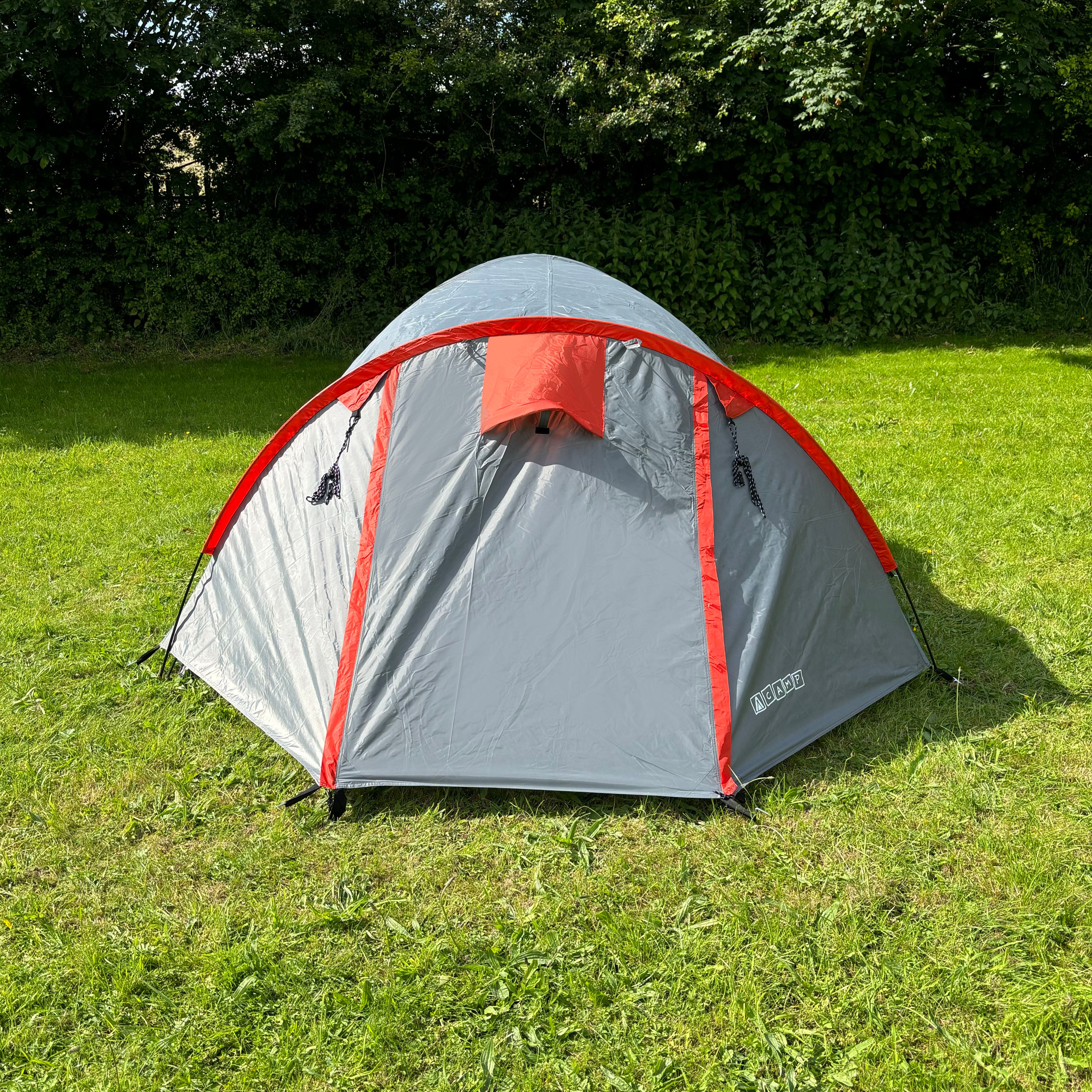 Tambu Acamp 3-4 Person Dome Tent - Grey / Bright Red - 55% OFF