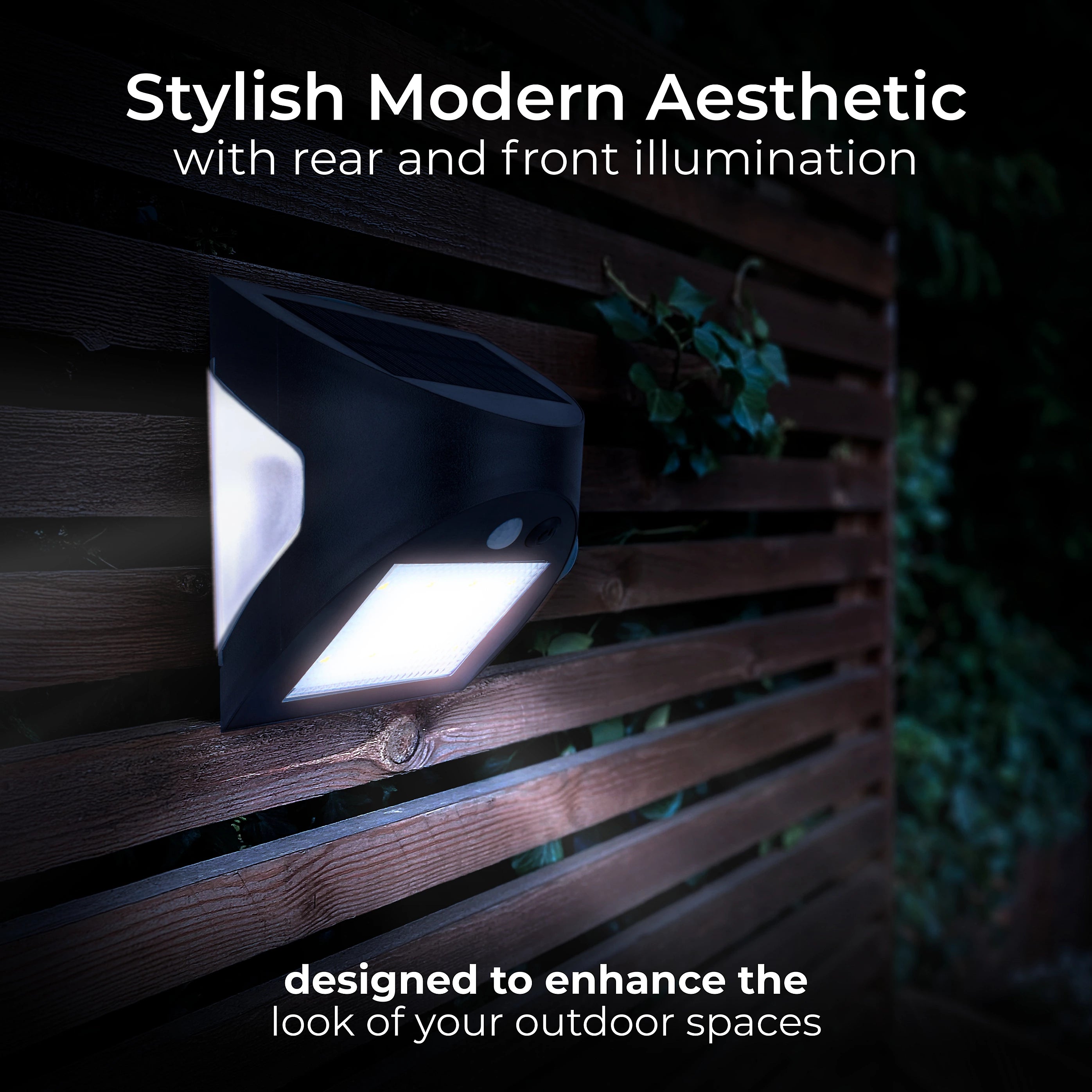 Luceco Prysm Non-adjustable BLACK Battery & solar-powered LED 3W PIR With motion sensor Square Outdoor Wall light