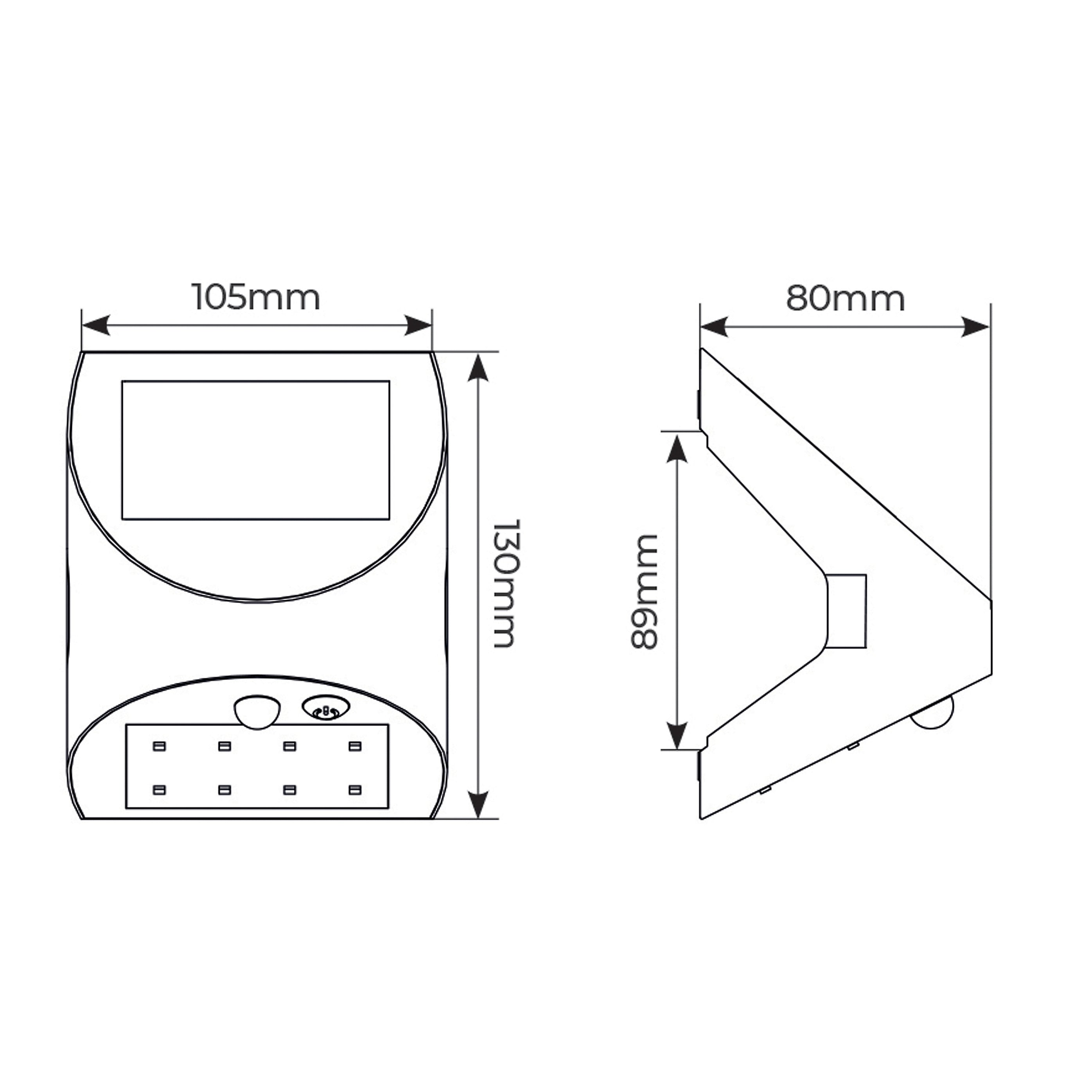 Luceco Prysm Non-adjustable WHITE Battery & solar-powered LED 3W PIR With motion sensor Square Outdoor Wall light
