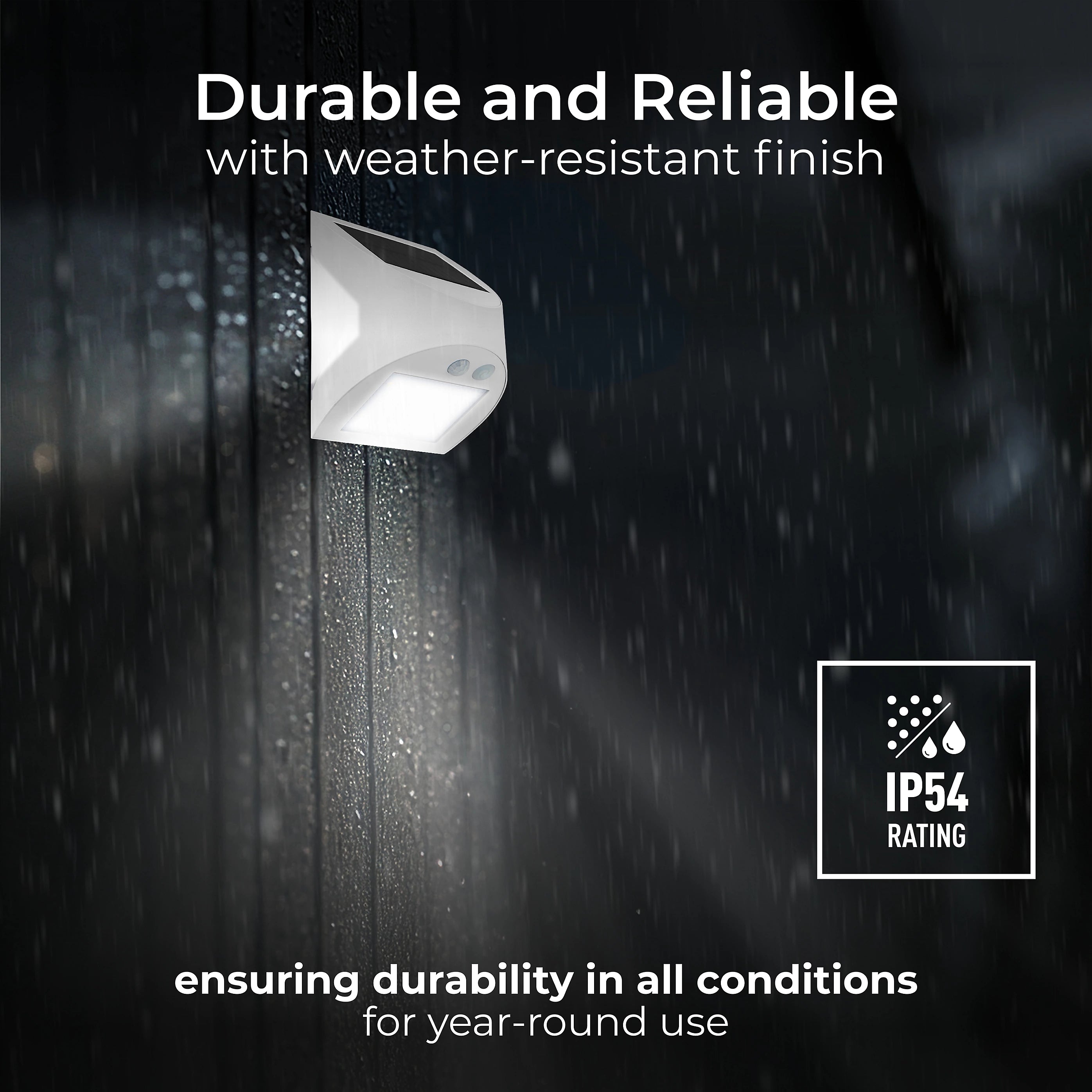 Luceco Prysm Non-adjustable WHITE Battery & solar-powered LED 3W PIR With motion sensor Square Outdoor Wall light