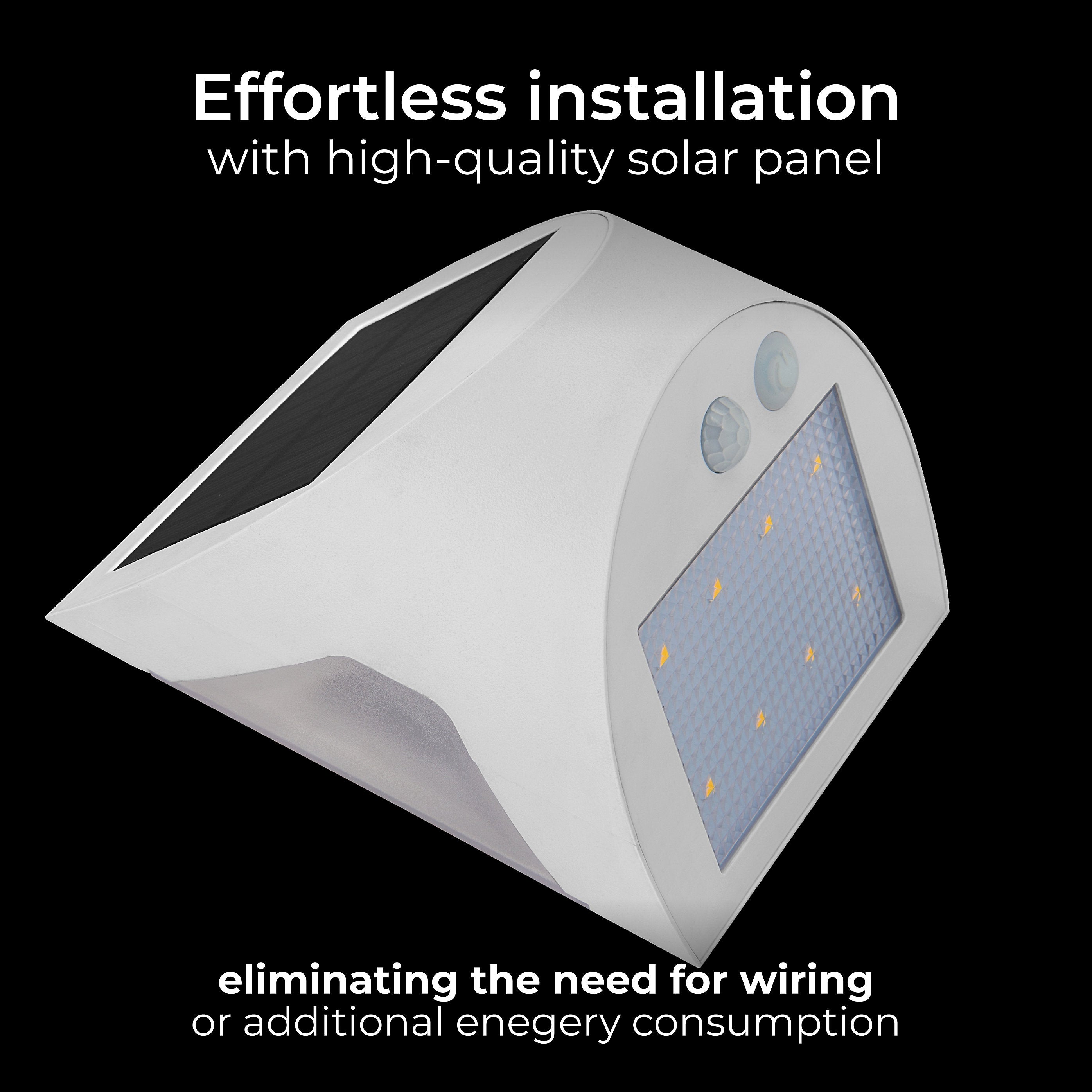 Luceco Prysm Non-adjustable WHITE Battery & solar-powered LED 3W PIR With motion sensor Square Outdoor Wall light