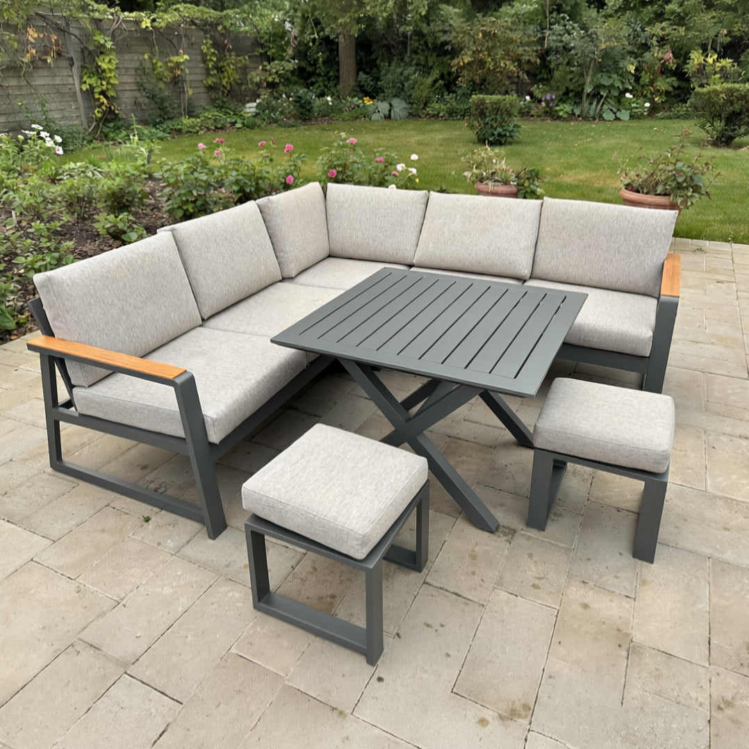 Milan Compact Corner Set with Teak Detail