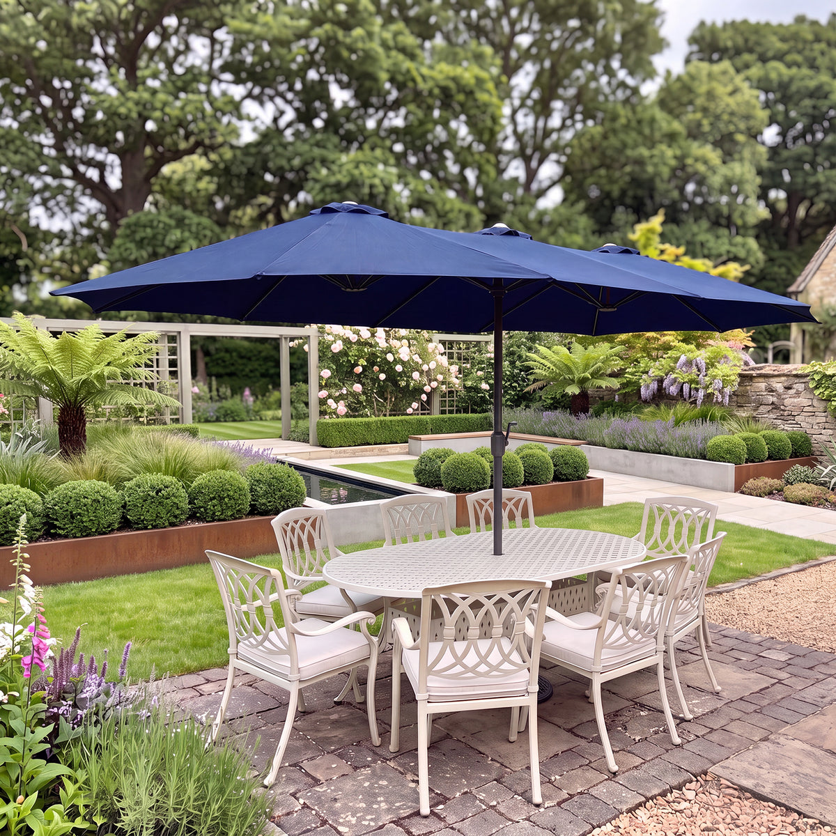 Varenna Double Parasol with Crank - 4.6m x 2.7m