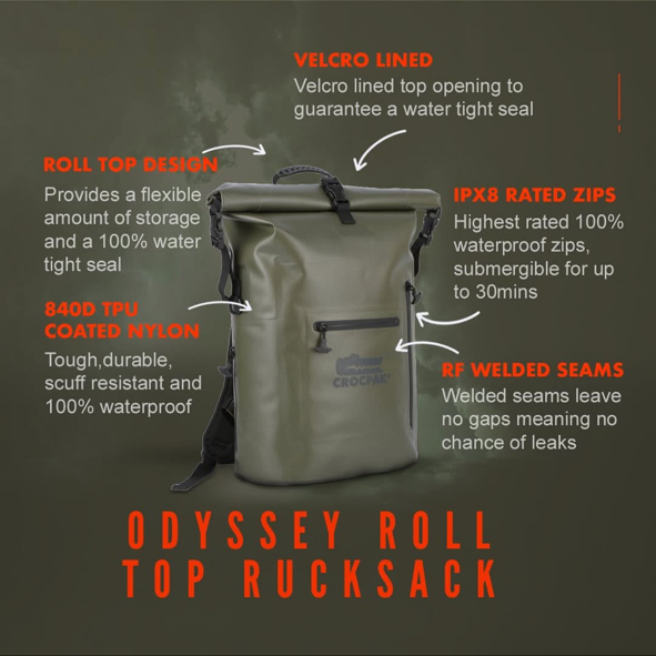 Crocpak Odyssey Roll Top Backpack - Protective Waterproof Bag
