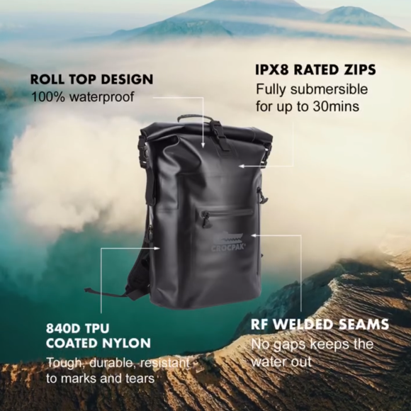 Crocpak Odyssey Roll Top Backpack - Protective Waterproof Bag