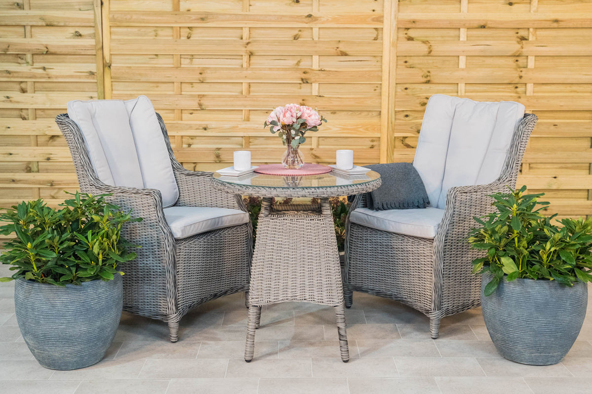 Olivia Liquorice Bistro Set with 2 Wingback Chairs