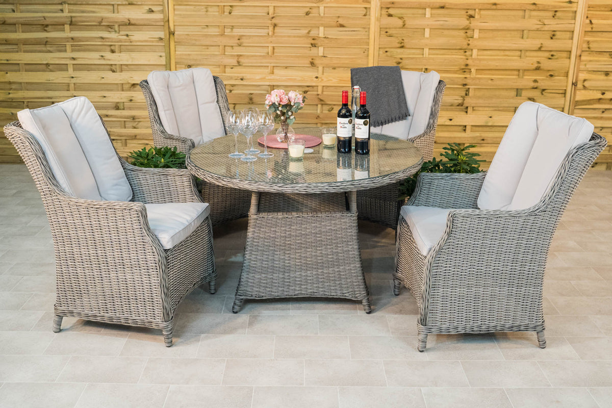 Olivia Liquorice Dining Set with 4 Wingback Chairs