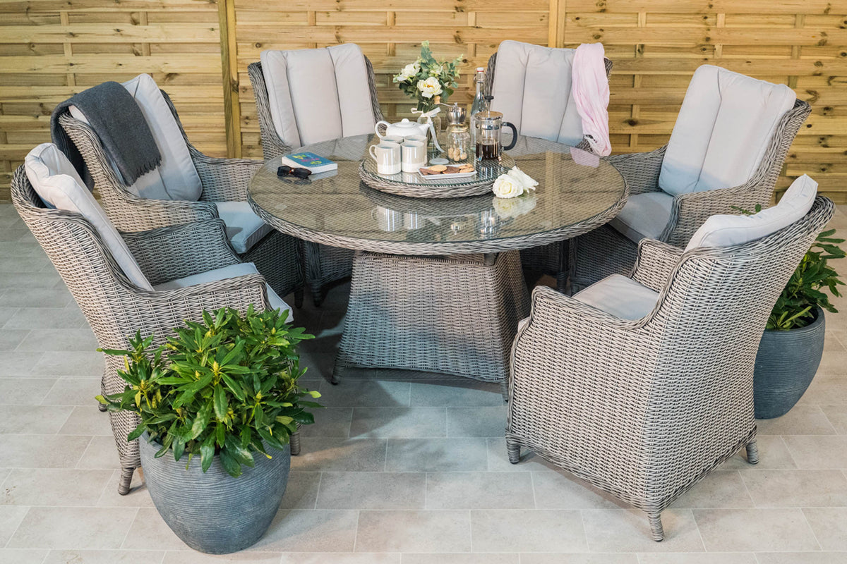 Olivia Liquorice Dining Set with 6 Wingback Chairs