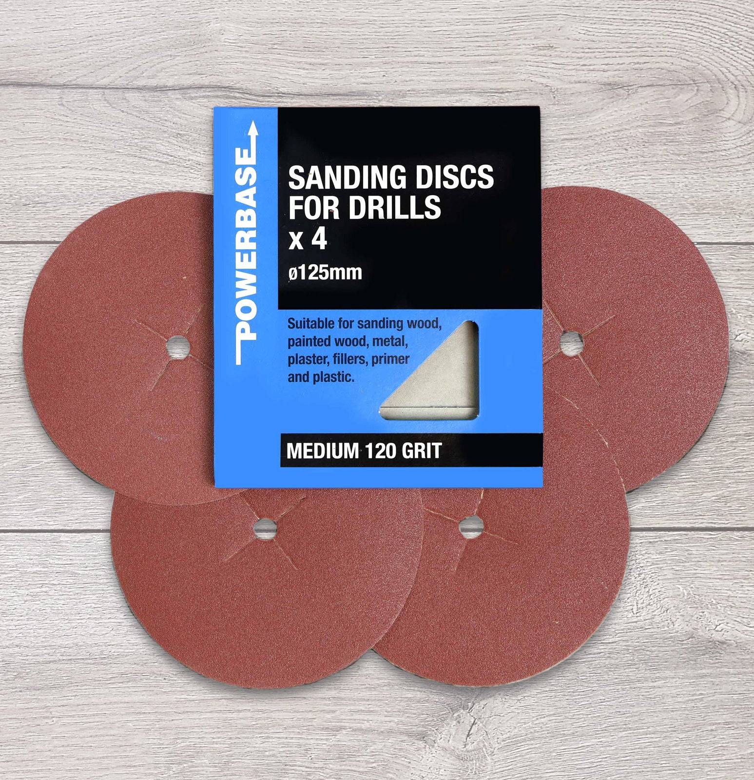 Powerbase Sanding Discs for Drills 125mm Diameter 4 Pack
