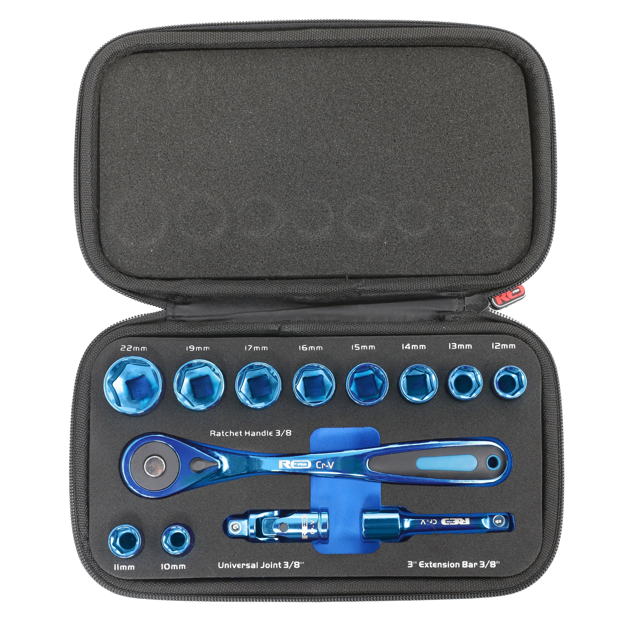 Red Pro Tools 13pc Socket Set 3/8" Drive (9.00 Series) - Blue