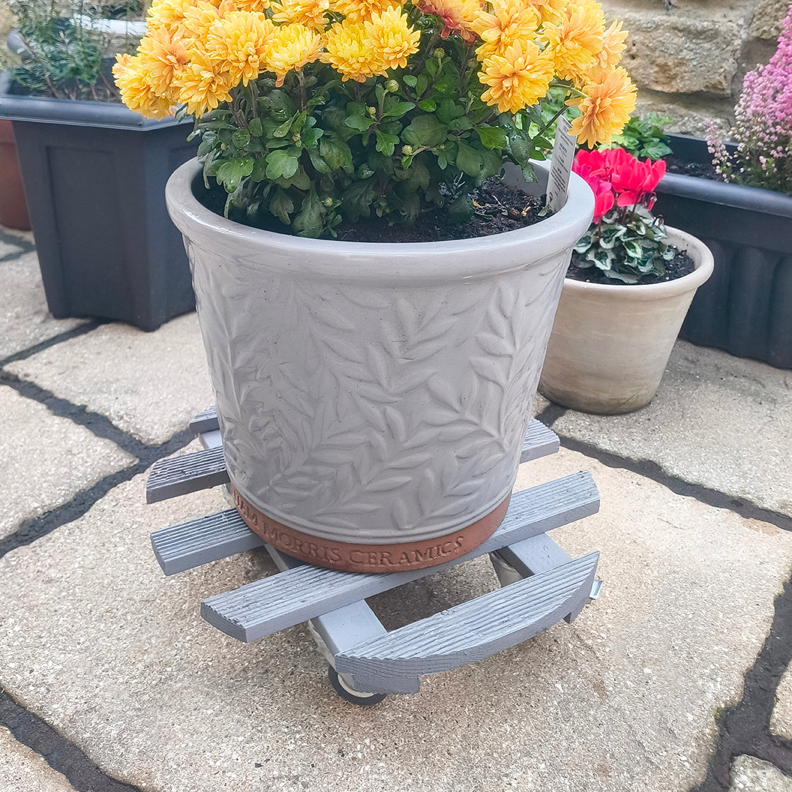 Woodlodge Grey Round Plant Pot Trolley  38cm