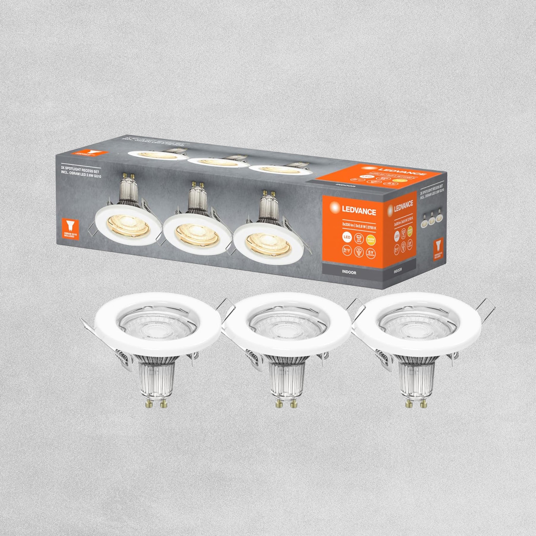 Ledvance Spotlight Recess Set Incl Osram 2.6w GU10 3pk various colours