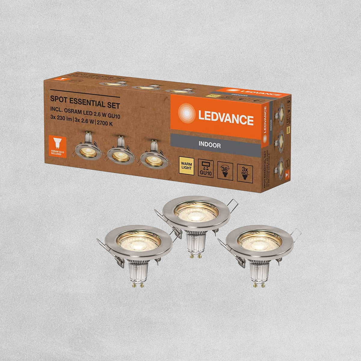 Ledvance Essential Spotlight Set GU10 3X 2.6W 2700K Brushed Nickel