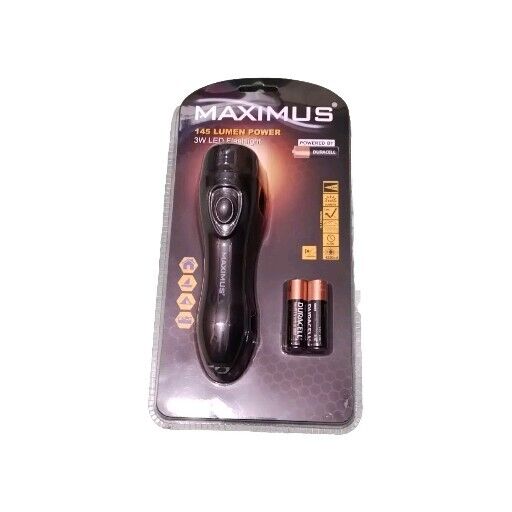 Maximus 3 Watt LED Flashlight 145 Lumen, Batteries included.