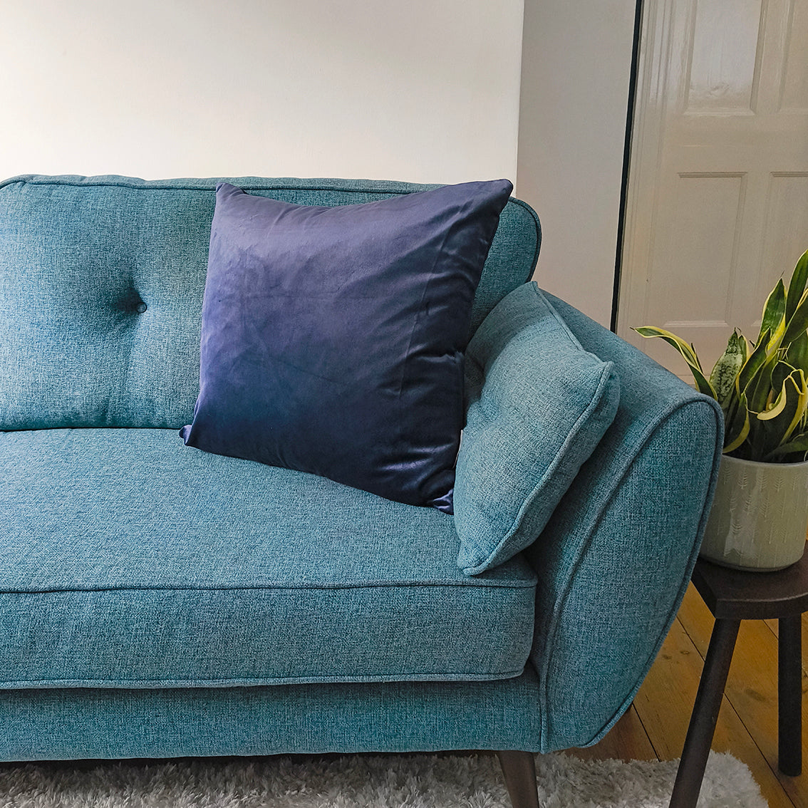 Lisa Pryde Luxury Satin Velvet Cushion with Duck Feather Insert - Shimmer Blue