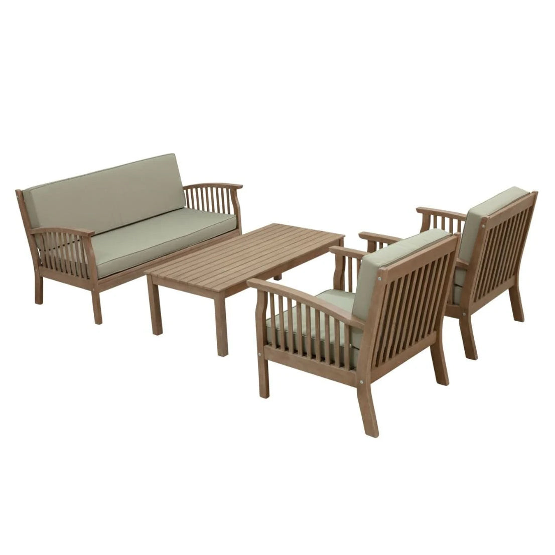 Somerset 4 Seater Lounge Set - Teak Finish