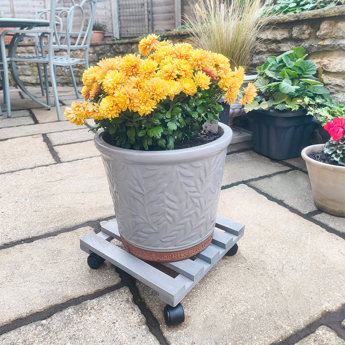 Woodlodge Grey Square Plant Pot Trolley 30cm