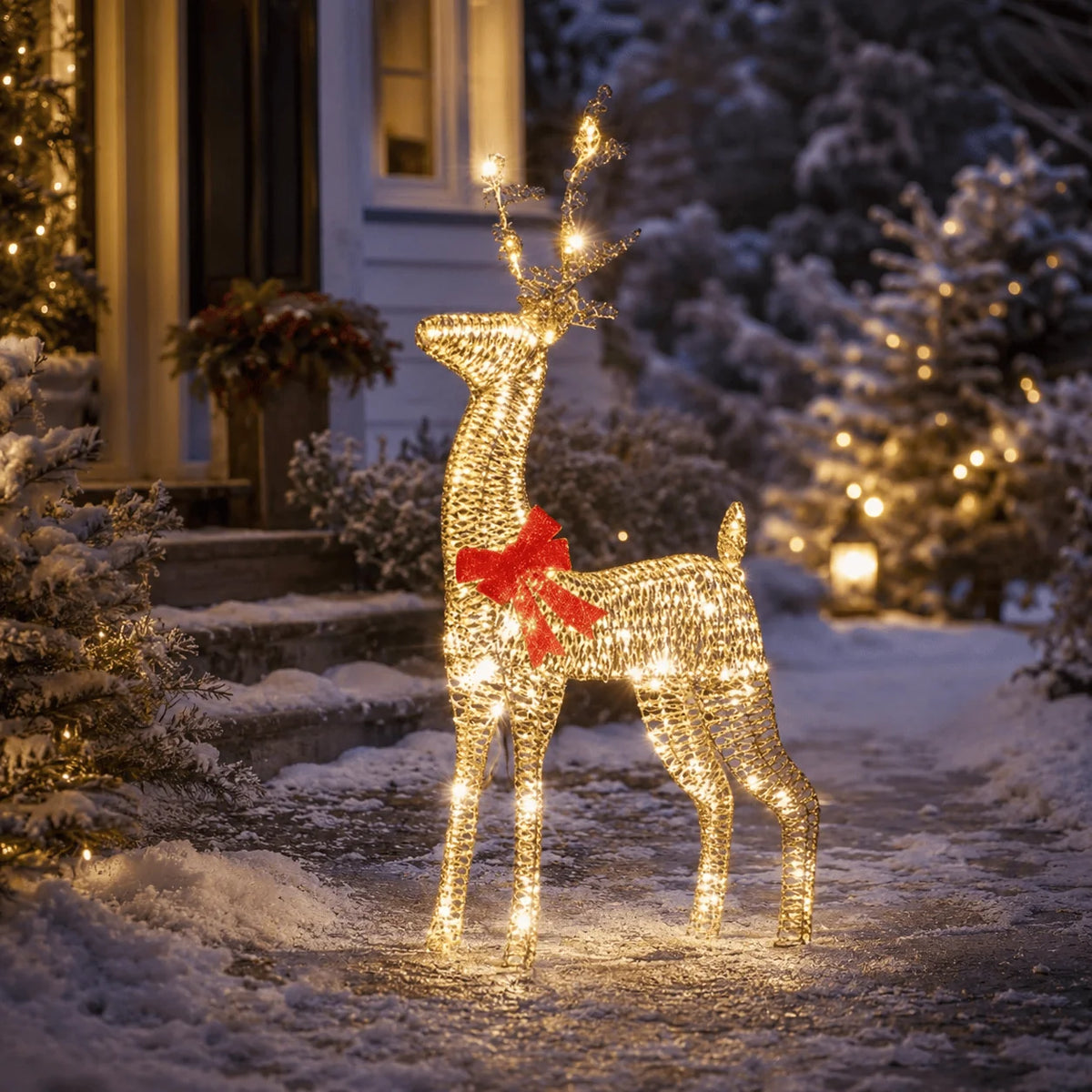 Three Kings Glitter Twist Reindeer GOLD - 80cm - Warm White LED