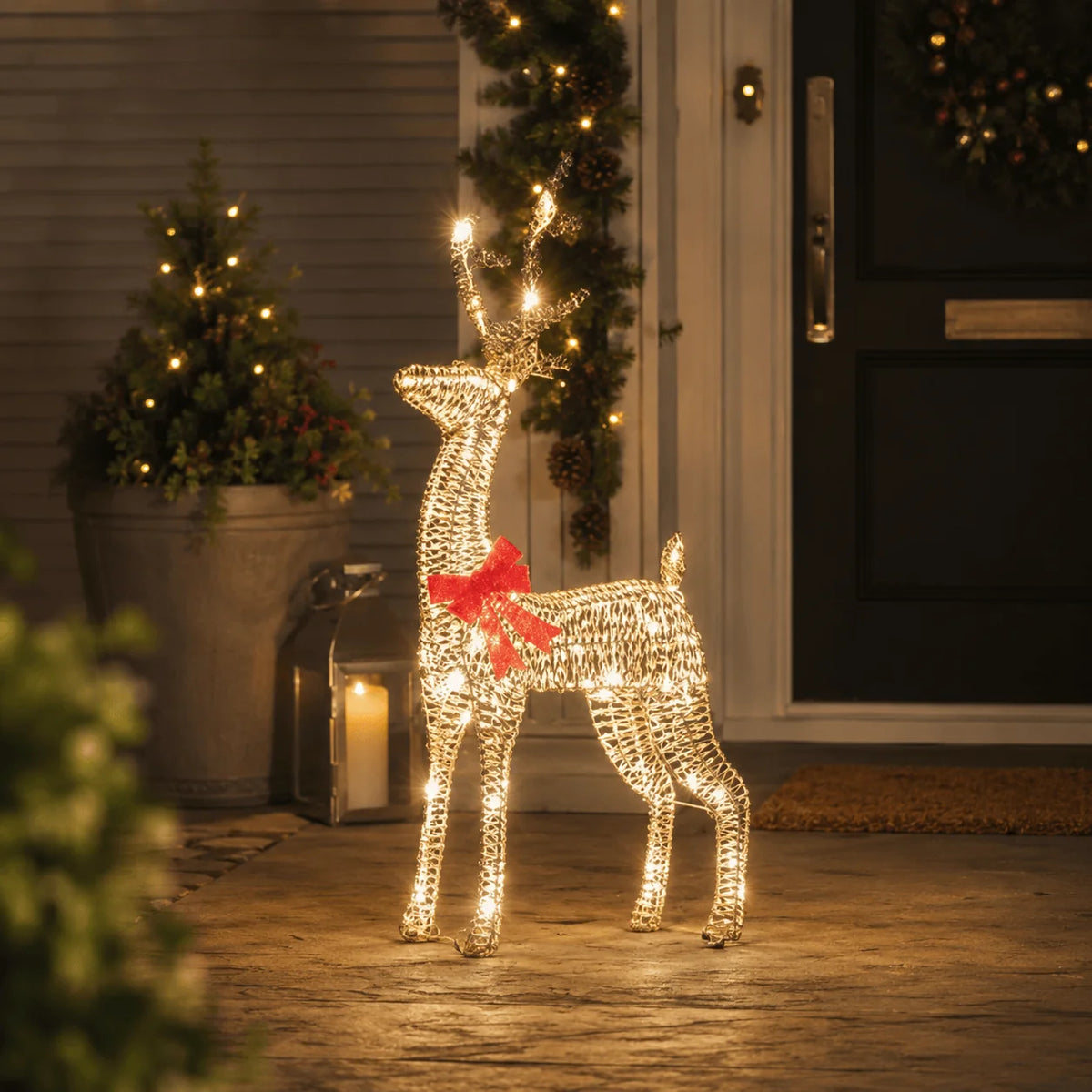 Three Kings Glitter Twist Reindeer GOLD - 80cm - Warm White LED