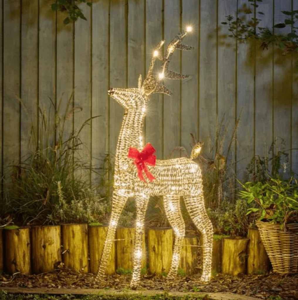 Three Kings Glitter Twist Reindeer Gold - 95cm - Warm White LED