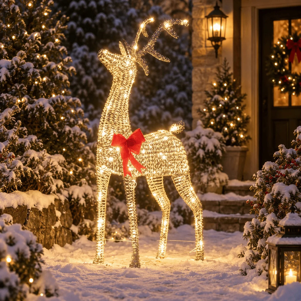 Three Kings Glitter Twist Reindeer Gold - 115cm - Warm White LED