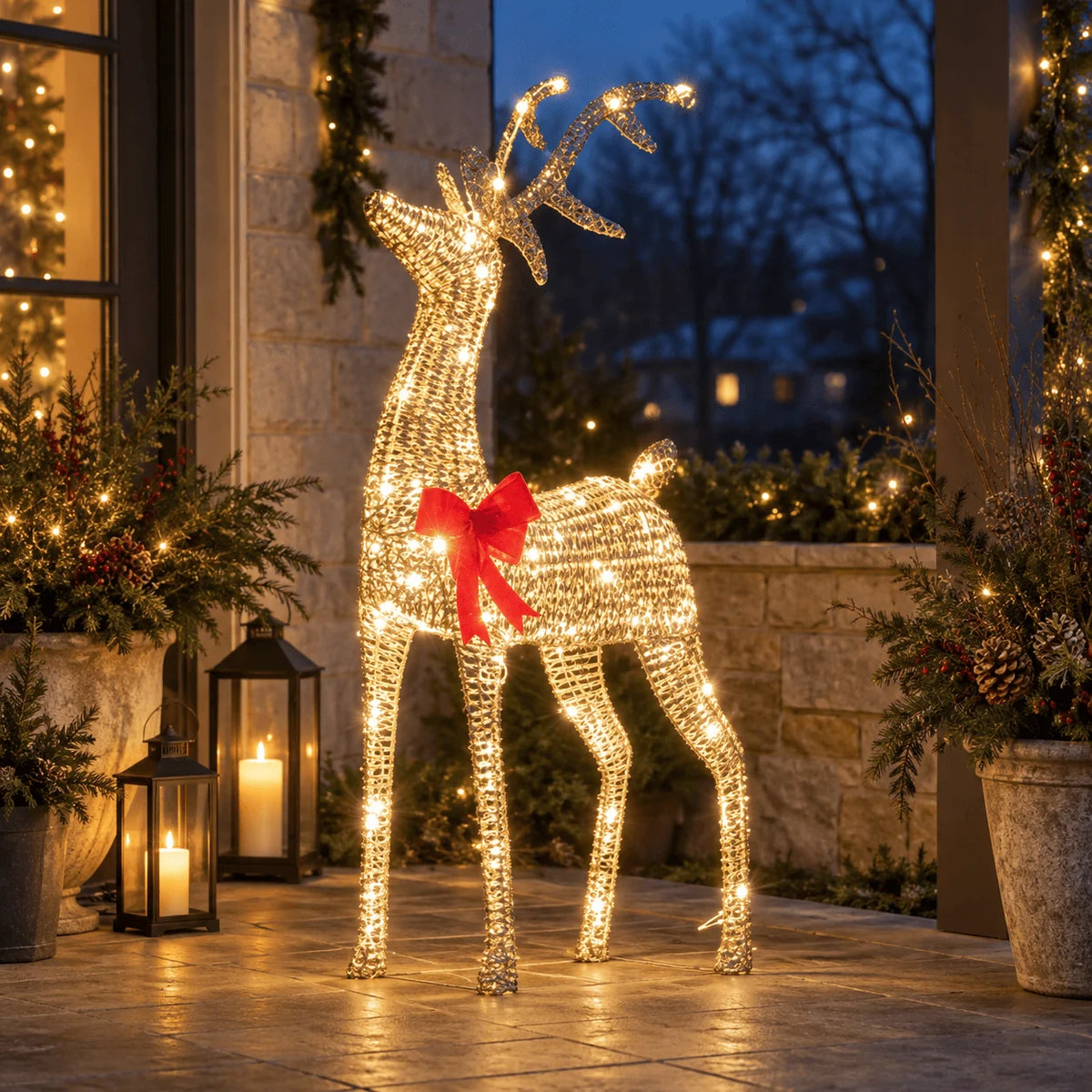 Three Kings Glitter Twist Reindeer Gold - 115cm - Warm White LED