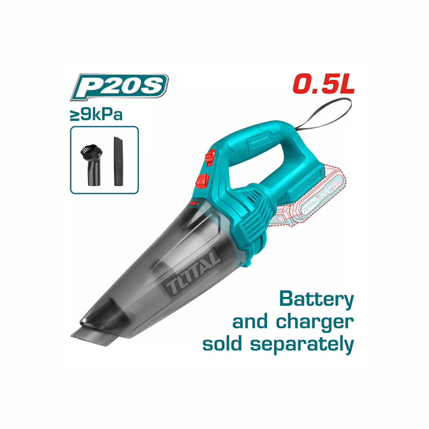 Total Li-Ion 20V Cordless Vacuum Cleaner (Battery not included) - TVLI201261