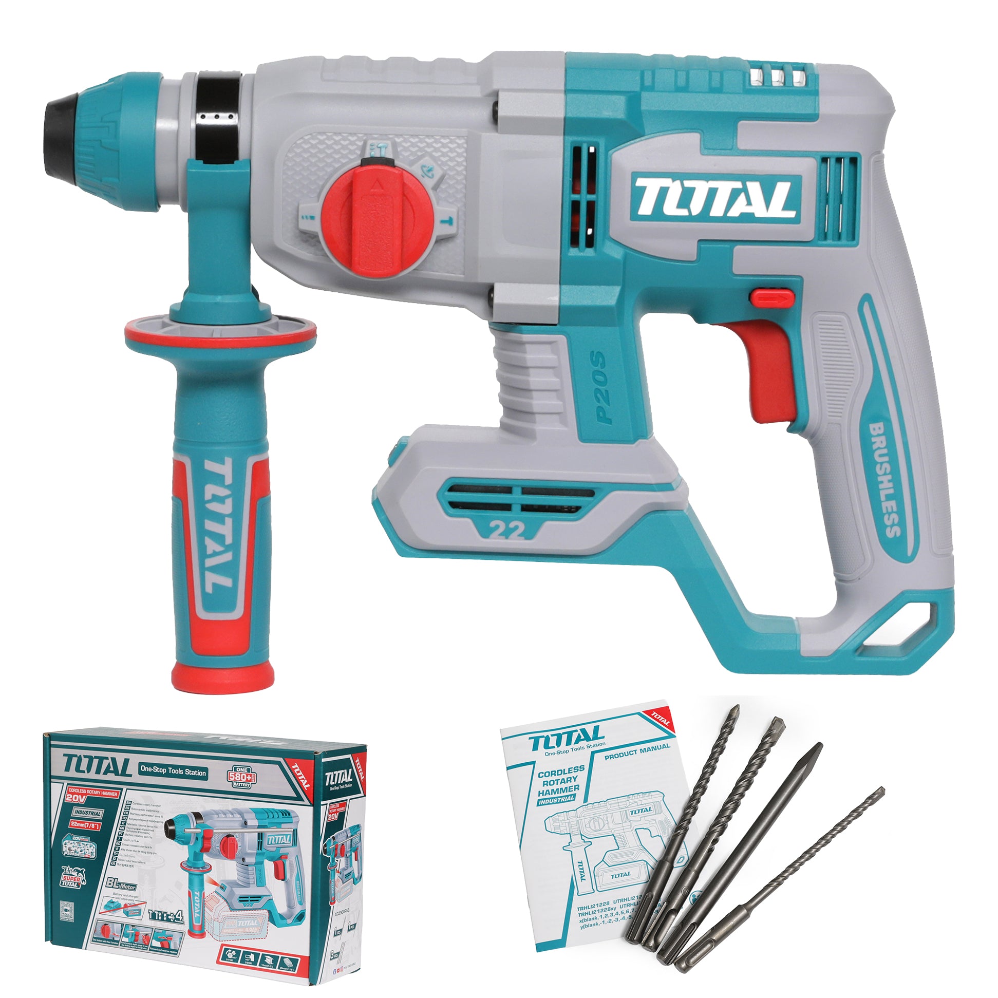 Total Li-Ion 20V Cordless Rotary Hammer SDS Plus (Battery not included) - TRHLI21228