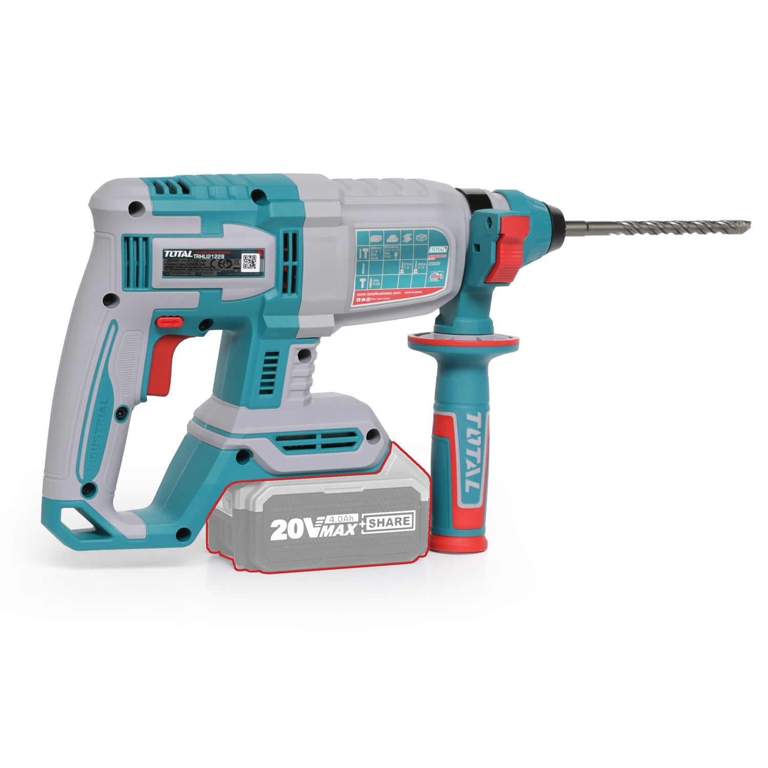 Total Li-Ion 20V Cordless Rotary Hammer SDS Plus (Battery not included) - TRHLI21228