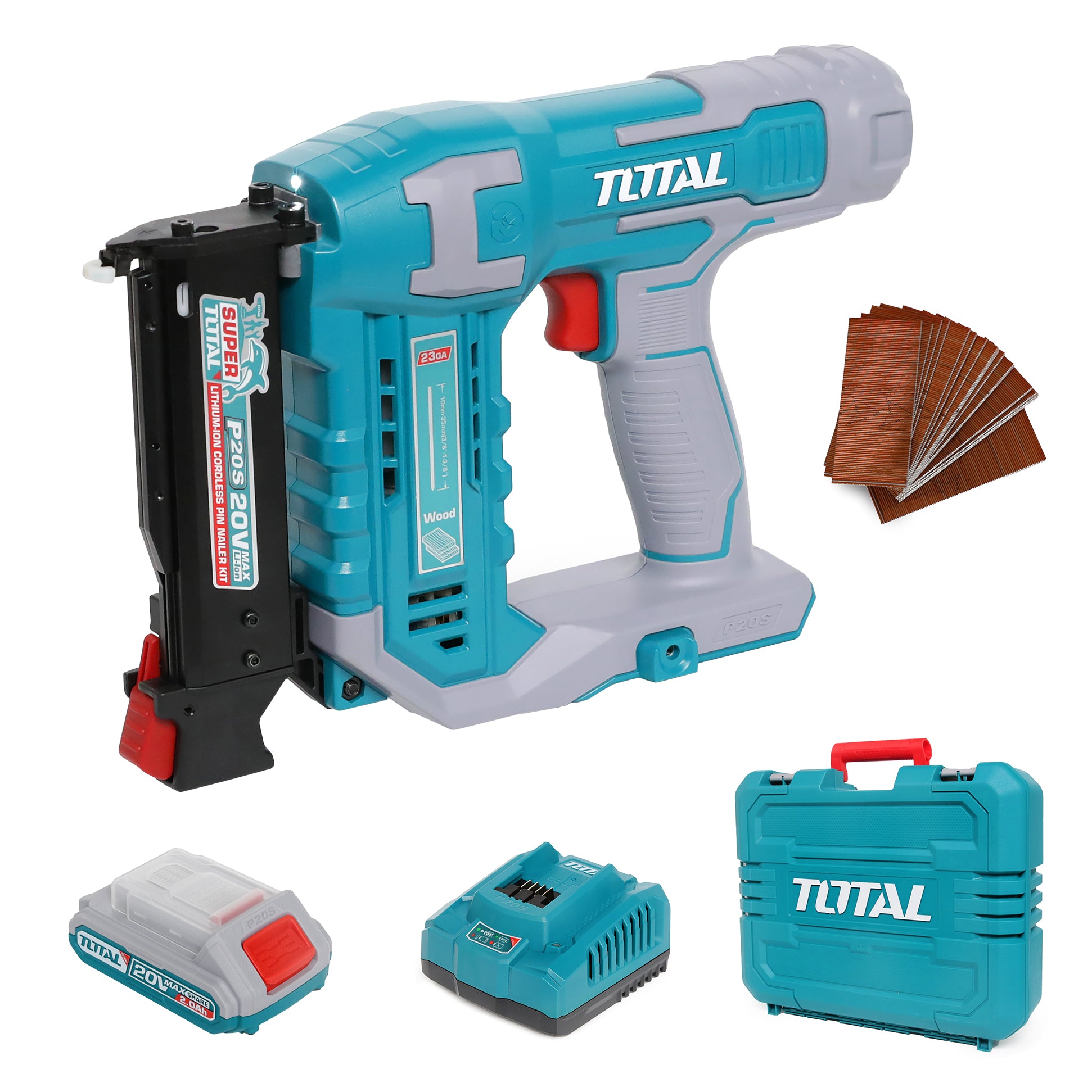 Total Li-Ion 20V Cordless Pin Nailer Kit (with Battery & Charger) - TCBNLI3606