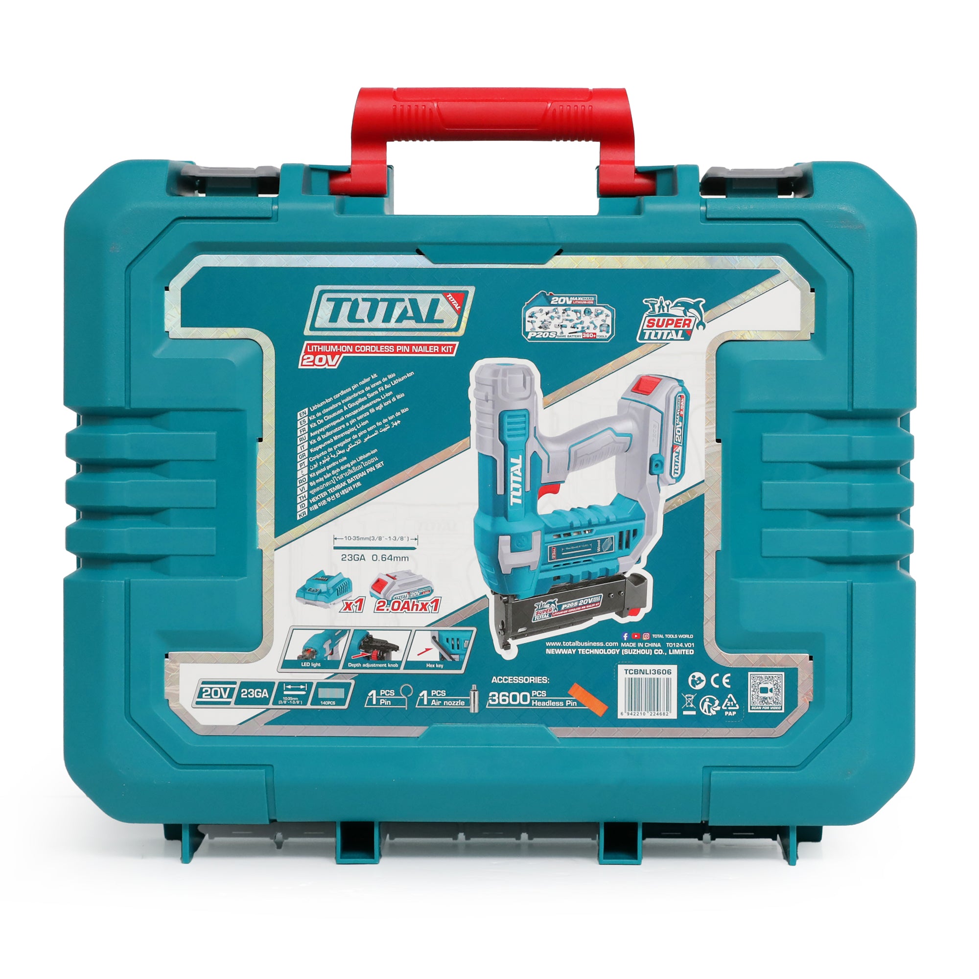 Total Li-Ion 20V Cordless Pin Nailer Kit (with Battery & Charger) - TCBNLI3606