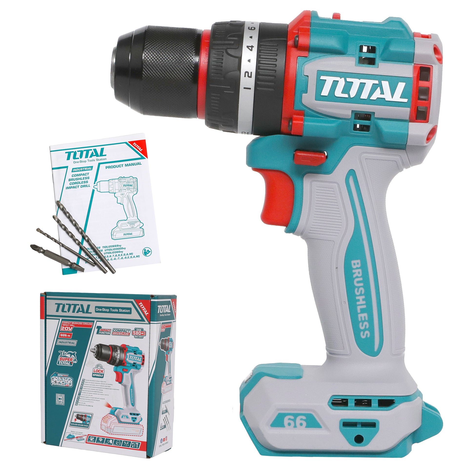 Total Li-Ion 20V Compact Brushless Cordless Impact Drill (Battery not included) - TIDLI206681
