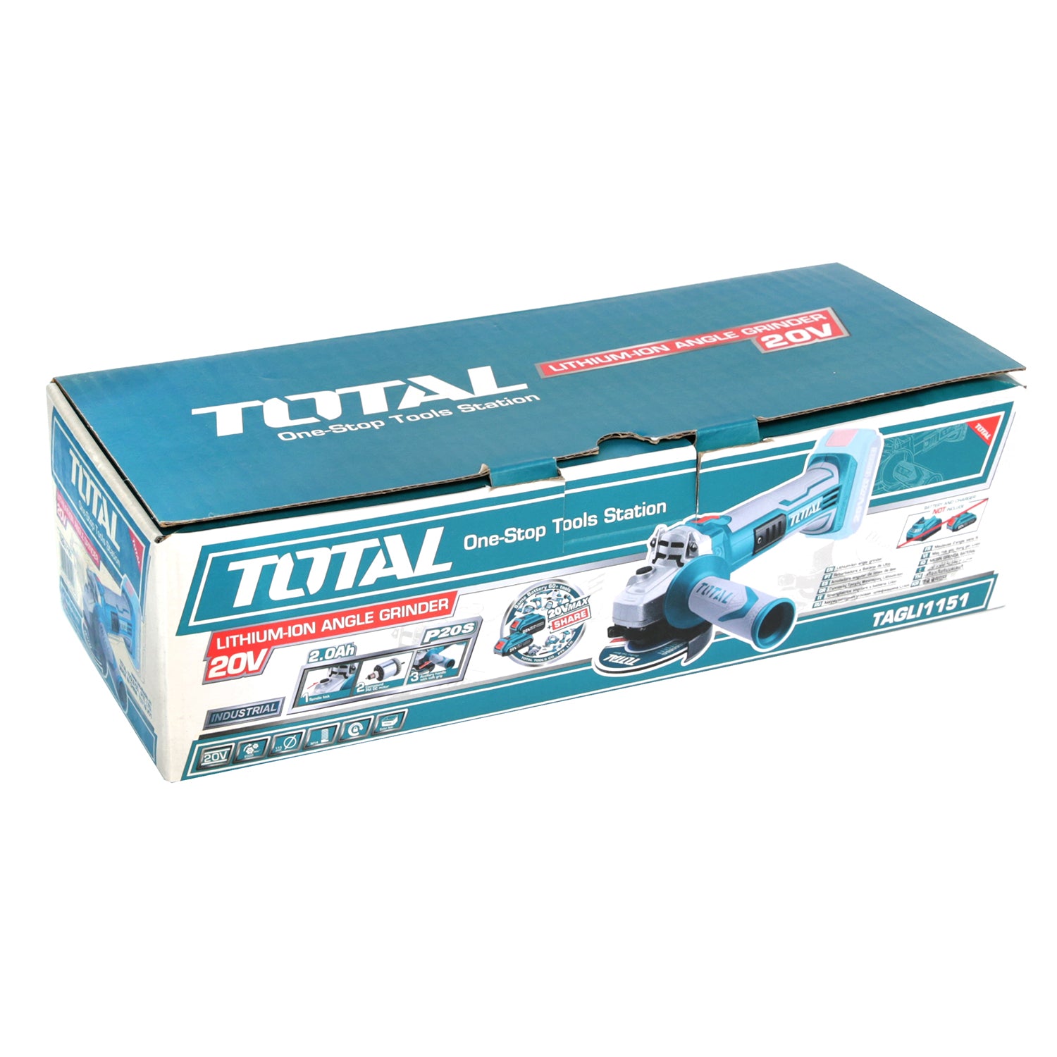 Total Li-Ion 20V Angle Grinder (Battery not included) - TAGLI1151
