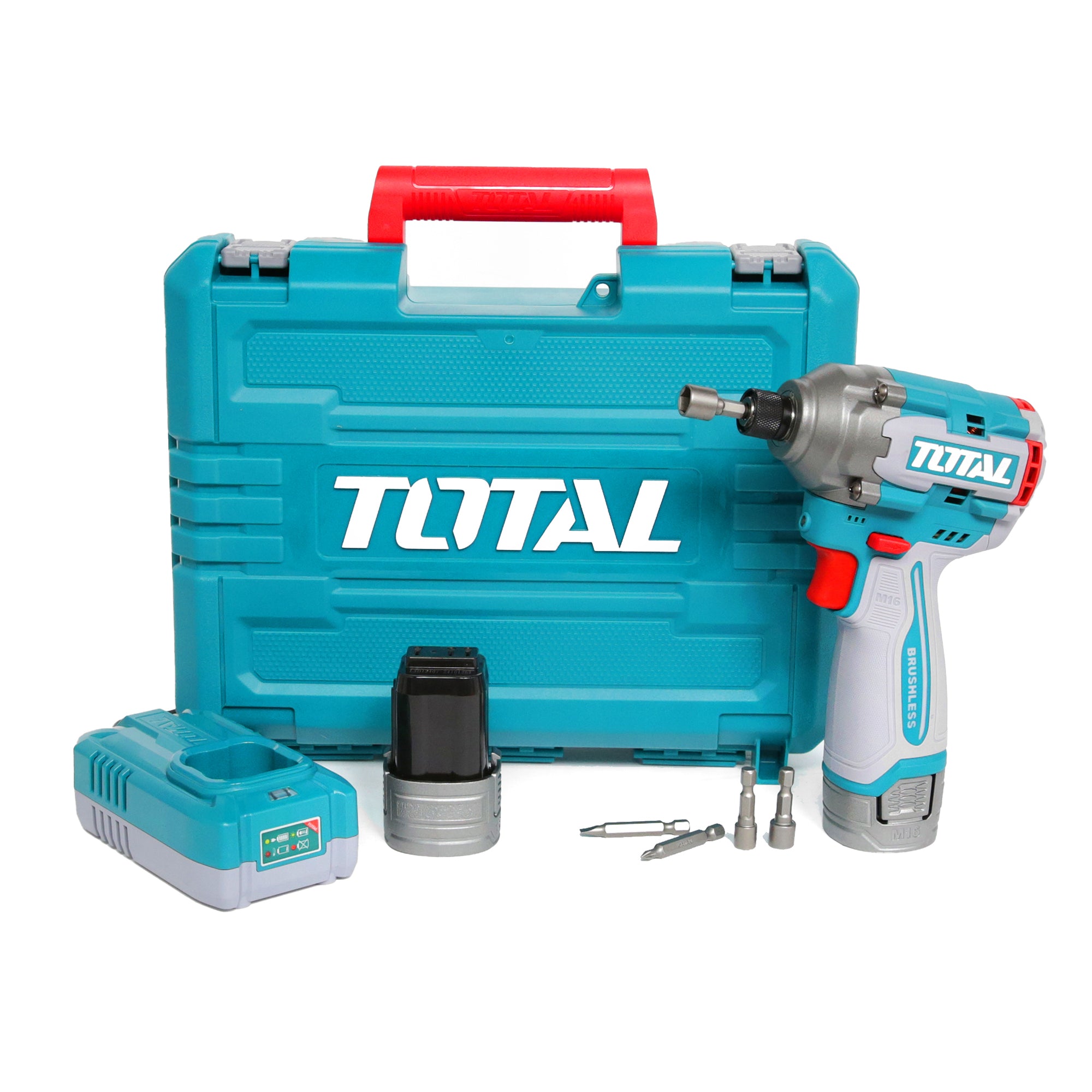 Total Li-Ion 16V Compact Brushless Cordless Impact Driver (with 2 x Batteries & Charger) - TIRLI16178E