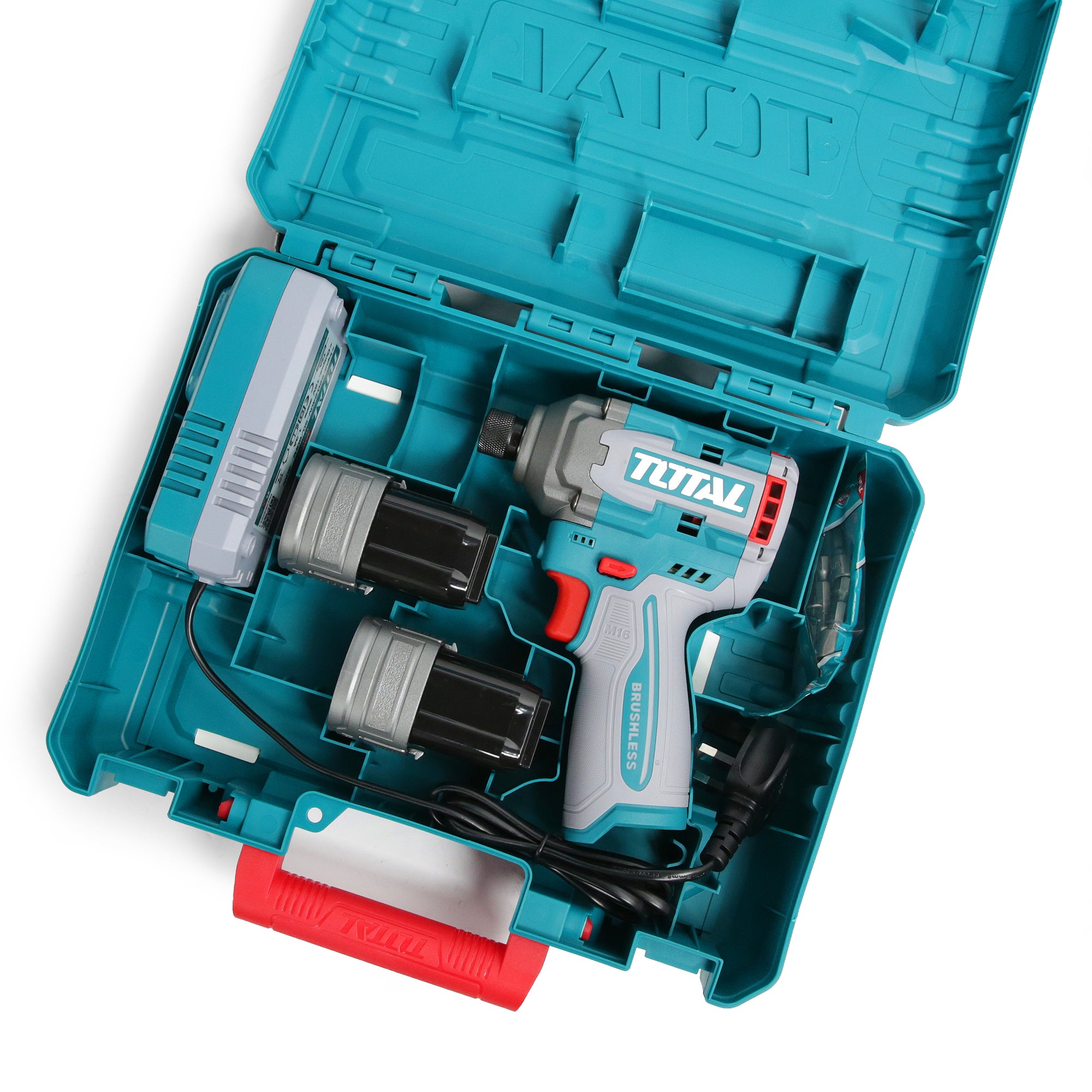 Total Li-Ion 16V Compact Brushless Cordless Impact Driver (with 2 x Batteries & Charger) - TIRLI16178E